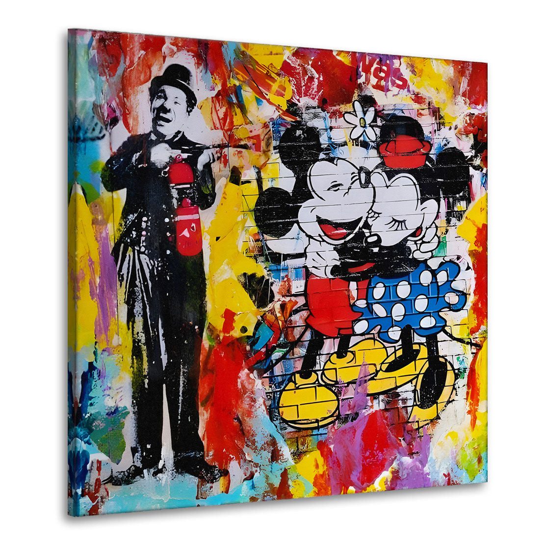Leinwandbild Chaplin Comic, Minnie Comic Street Art Leinwandbild Wandbild Deko Kuns