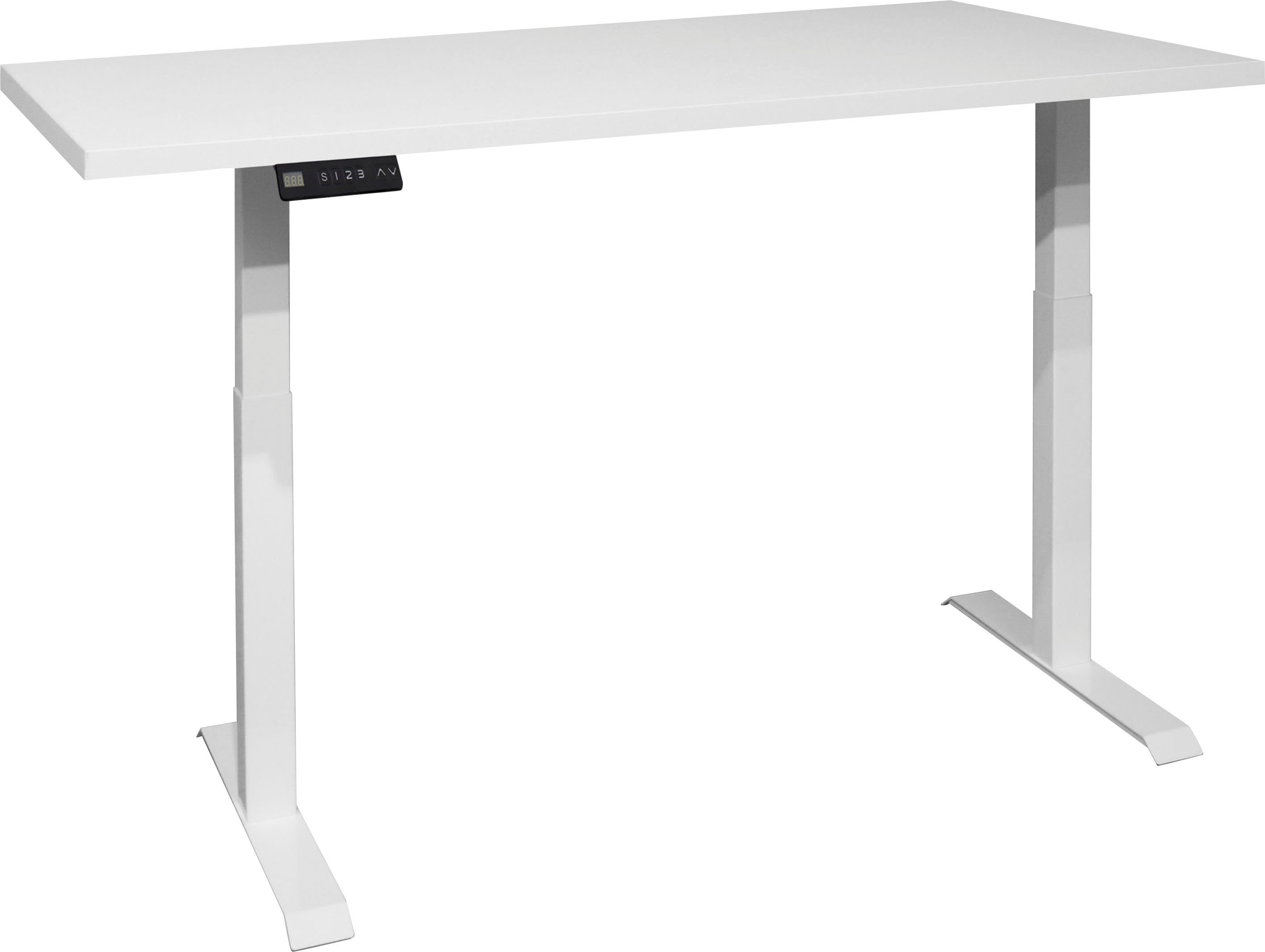 Mäusbacher Schreibtisch Big System Office, Breite 160 cm, elektrisch höhenverstellbar weiß matt / weiß matt lack | weiß matt lack