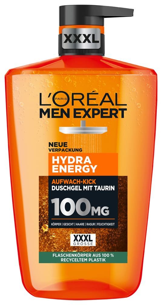 L'ORÉAL PARIS MEN EXPERT Duschgel Hydra Energy Duschgel mit Taurin, 1000 ml, 1-tlg.