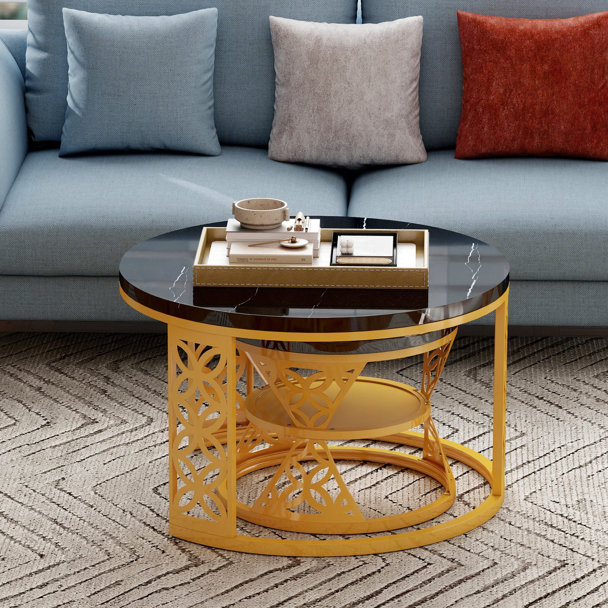 HAUSS SPOLE Couchtisch rund 2er-Satztisch Beistelltisch Sofatisch mit hitze günstig online kaufen