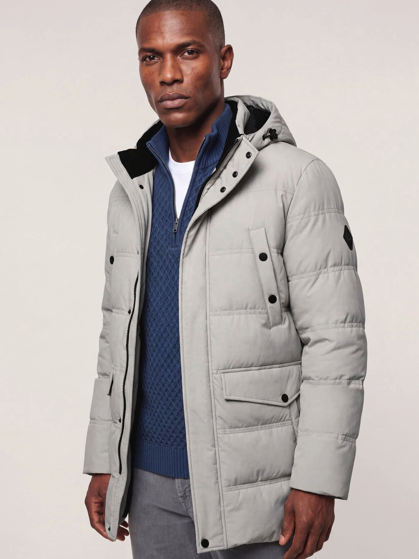 Walbusch Steppjacke Herren Aquastop Steppjacke mit Kapuze, modern, Kurzgröße