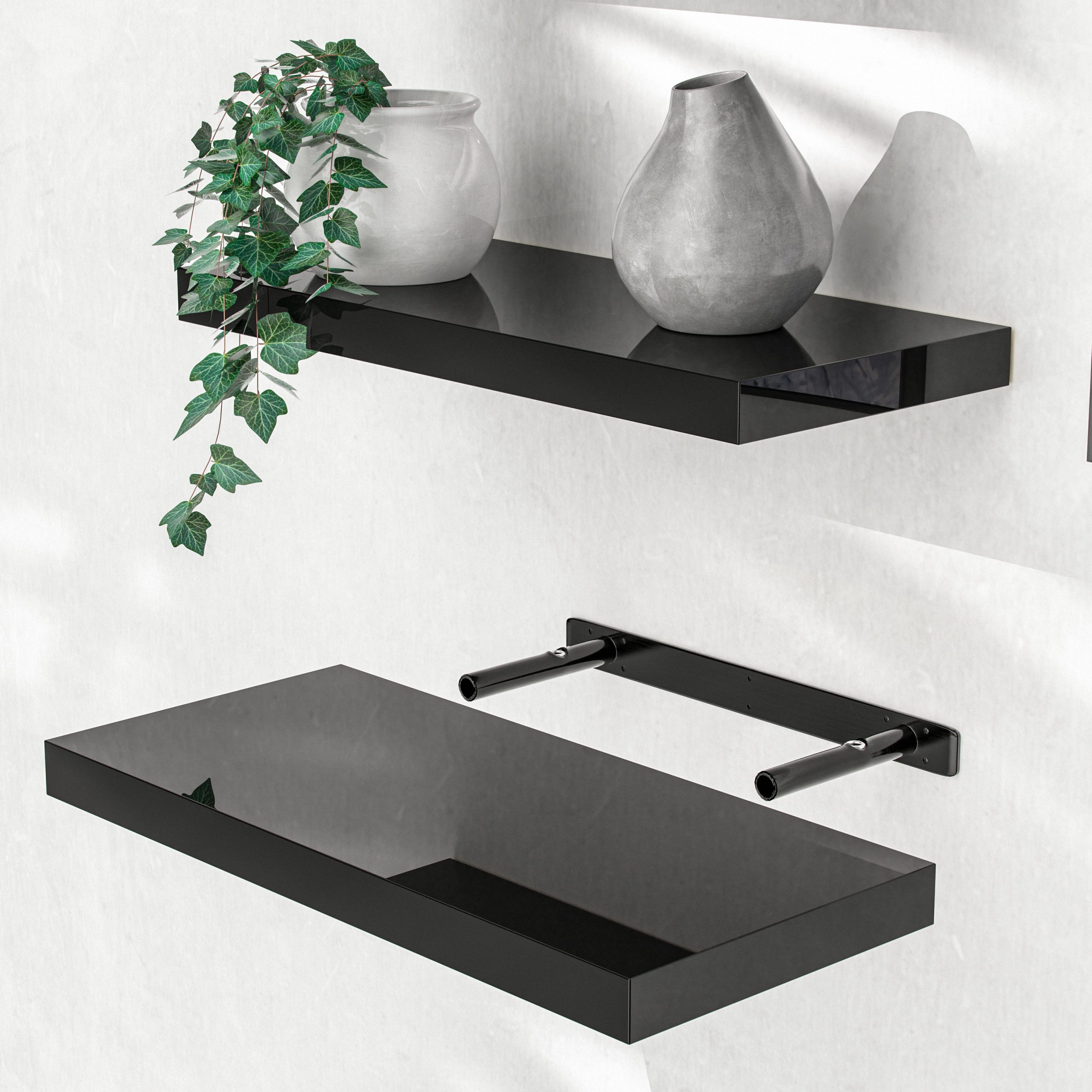 Casaria Wandboard, Schwarz Hängeregal mit Halterung 15kg Tragkraft Küche Ho günstig online kaufen