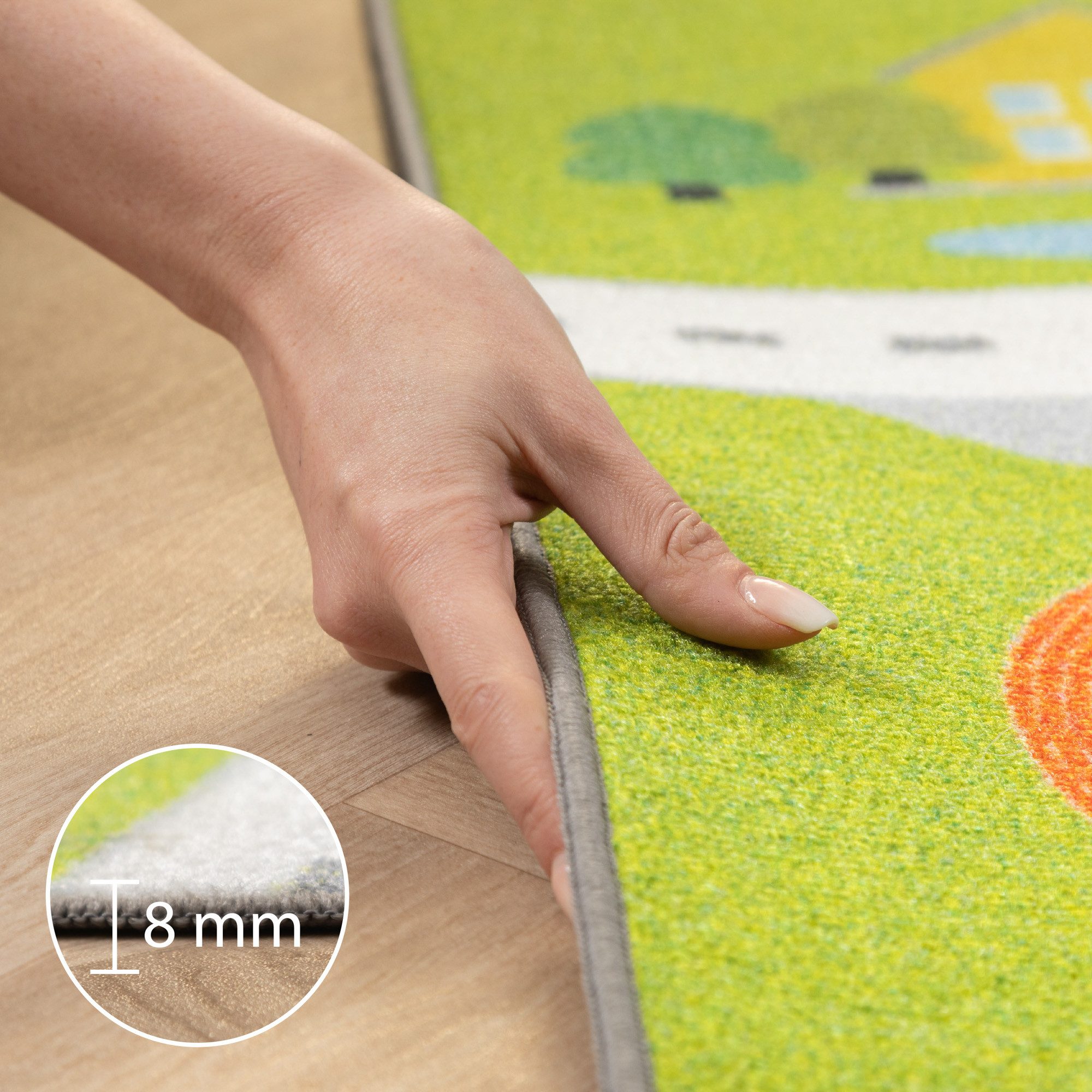 Carpettex Kinderteppich Straßenteppich, Rechteckig, Höhe: 7 mm, Kinderteppich Straßenteppich Teppich Kinderzimmer Rutschfest Waschbar
