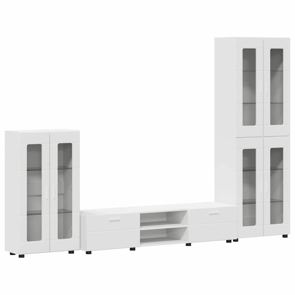 vidaXL Wohnzimmer-Set TV-Schrankset mit Schubladen FLORIN 3 pcs Weiß Holzwerkstoff, (3-St)
