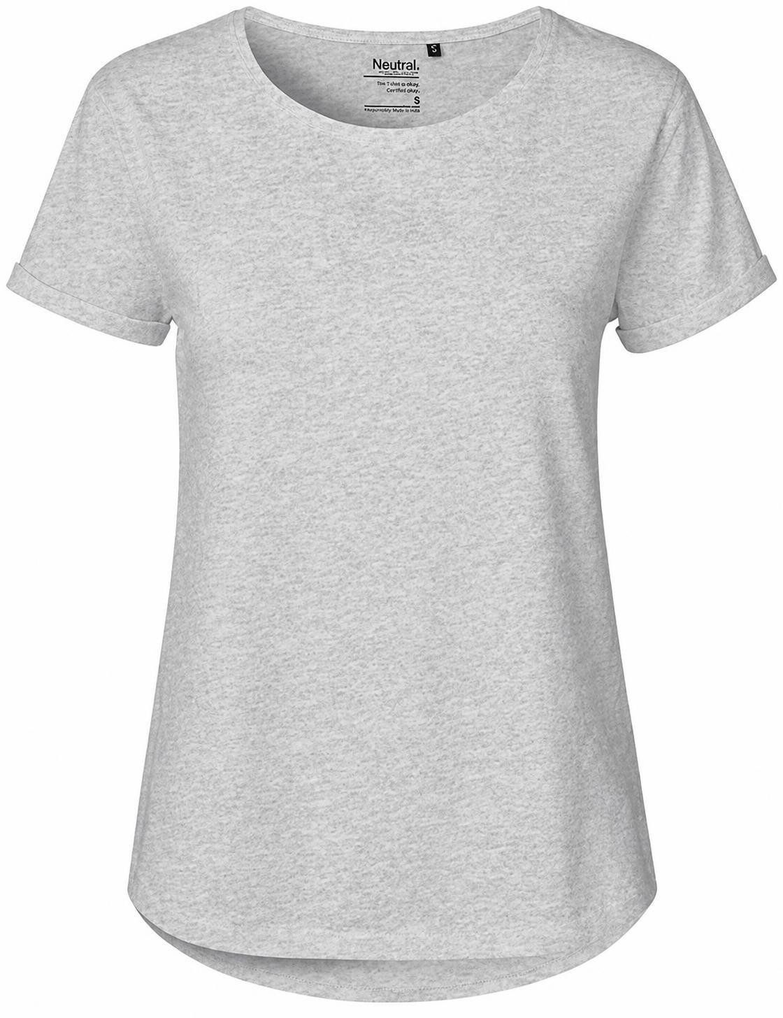 Neutral Rundhalsshirt Damen Roll Up Sleeve T-Shirt / Single Jersey Strick