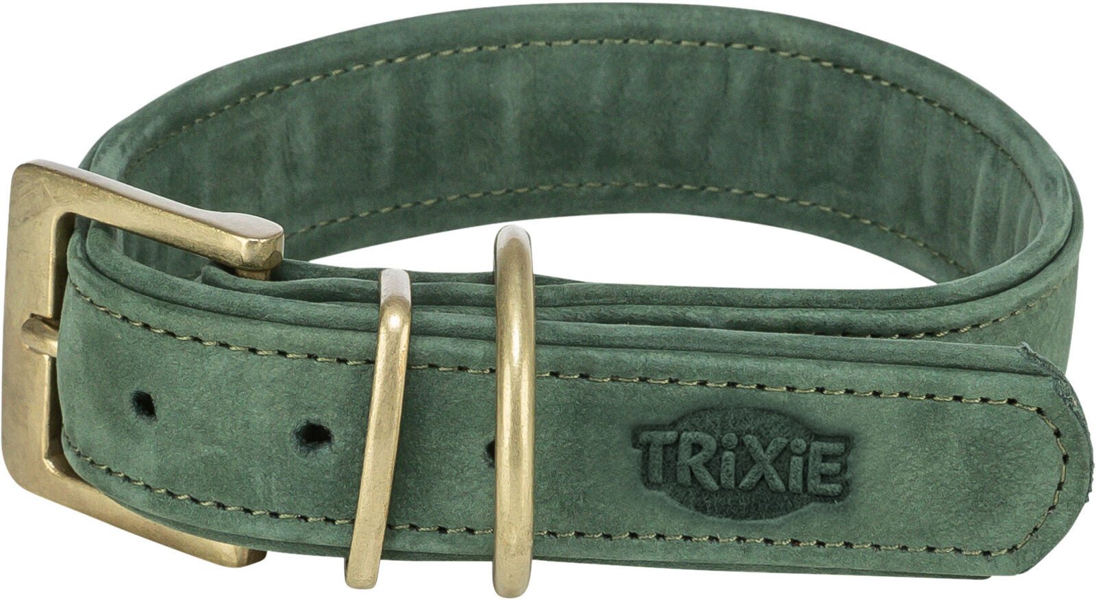TRIXIE Hunde-Halsband Pure Halsband, Leder extra breit - salbei - 36–43 cm/30 mm, Leder