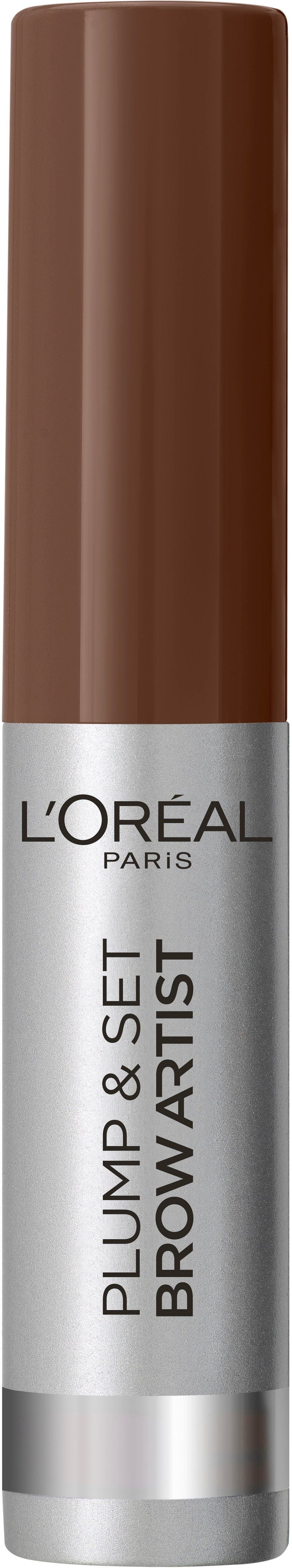 L'ORÉAL PARIS Augenbrauen-Kosmetika Brow & Präzisionsbürste, Plump Brunette Gelformel und Set, 105 Artist wischfest mit