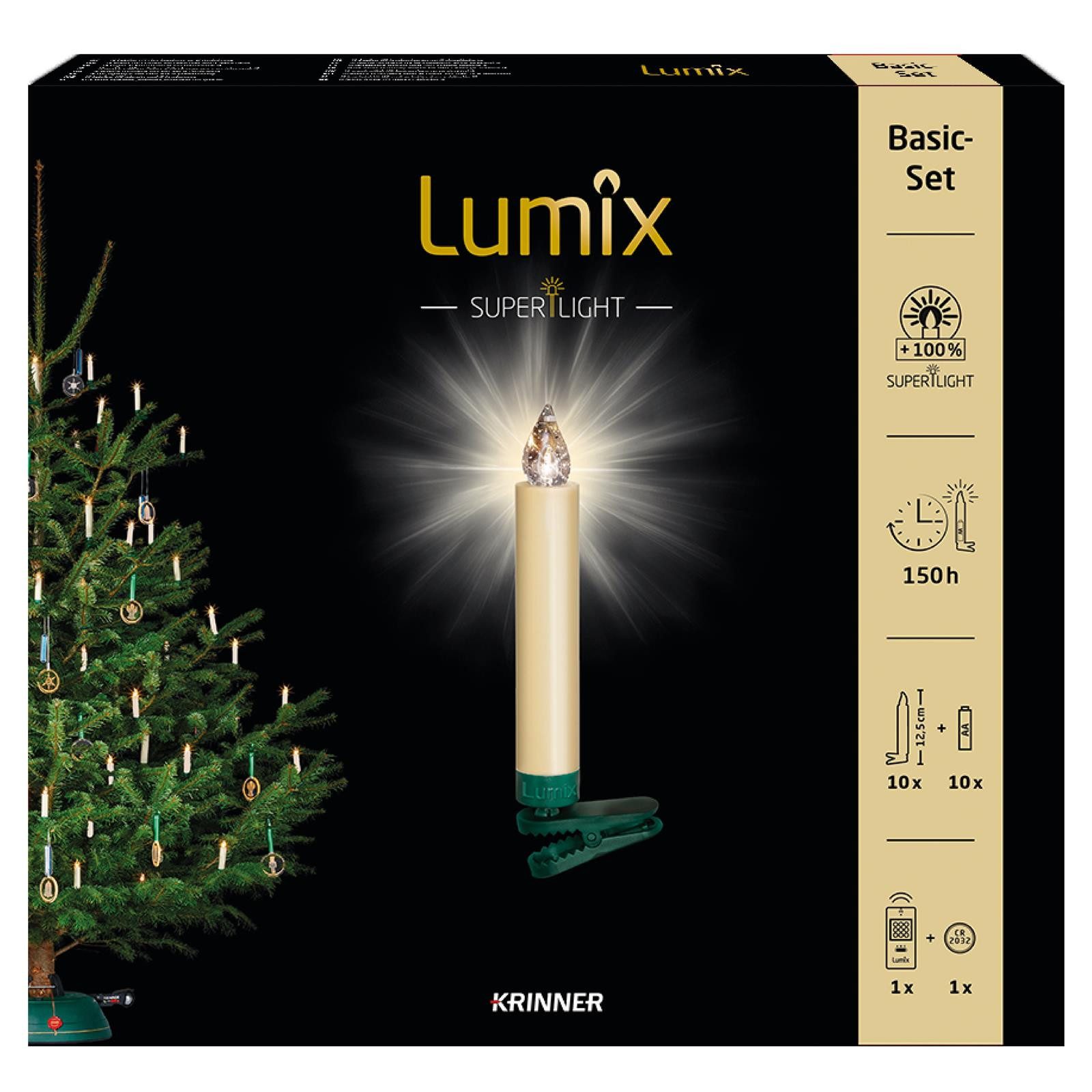 lumix LED-Christbaumkerzen LUMIX SuperLight Elfenbein Basis