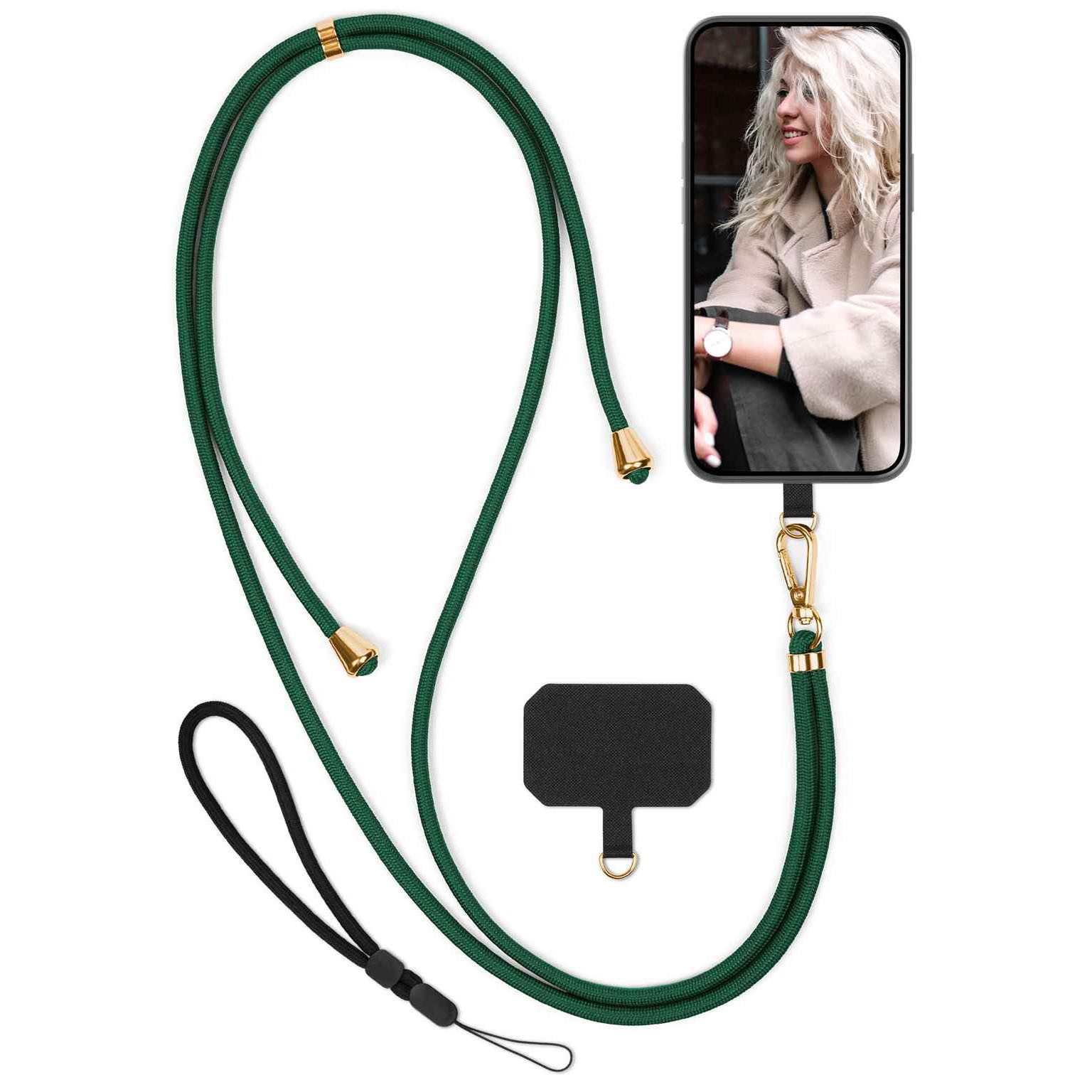 moex Handykette für Motorola Edge 20 Pro Handyband ohne Hülle Unleash Grün 6,7 Zoll, Umhängeband mit Karabiner Handy Kette zum Umhängen Band abnehmbar