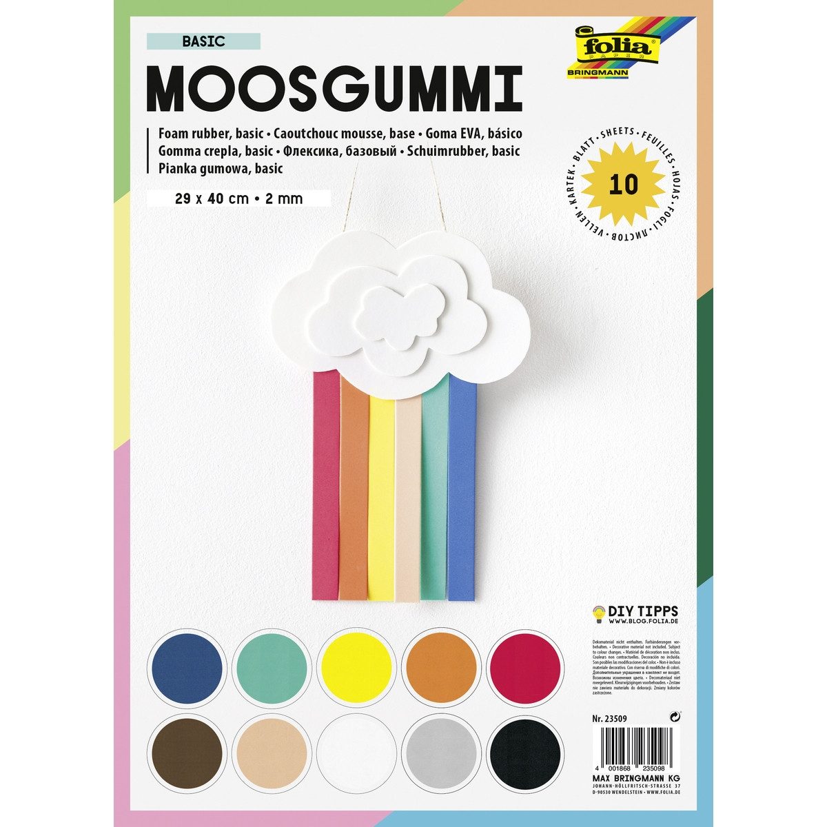 Folia Max Bringmann KG Moosgummi folia Moosgummi 29x40cm 20 Blatt