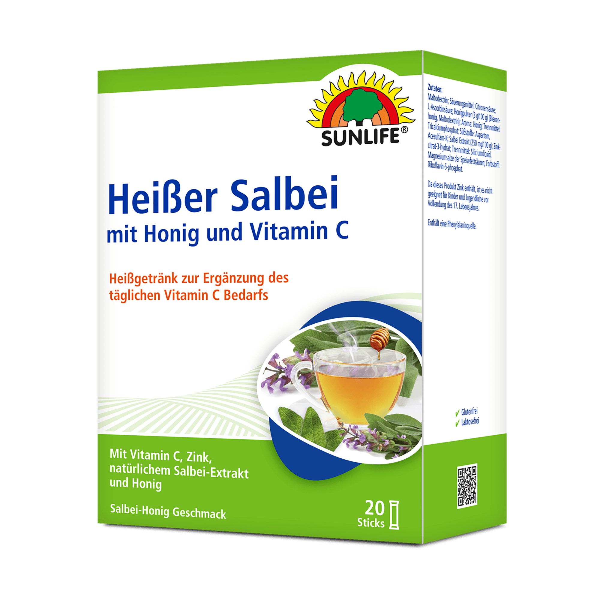 SUNLIFE SUNLIFE® Heißer Salbei 20 Sticks Wärme Erkältungszeit Beruhigend 1 x täglich den Inhalt eines Sticks mit 150 ml heißem oder kaltem Wasser übergießen, umrühren und trinken