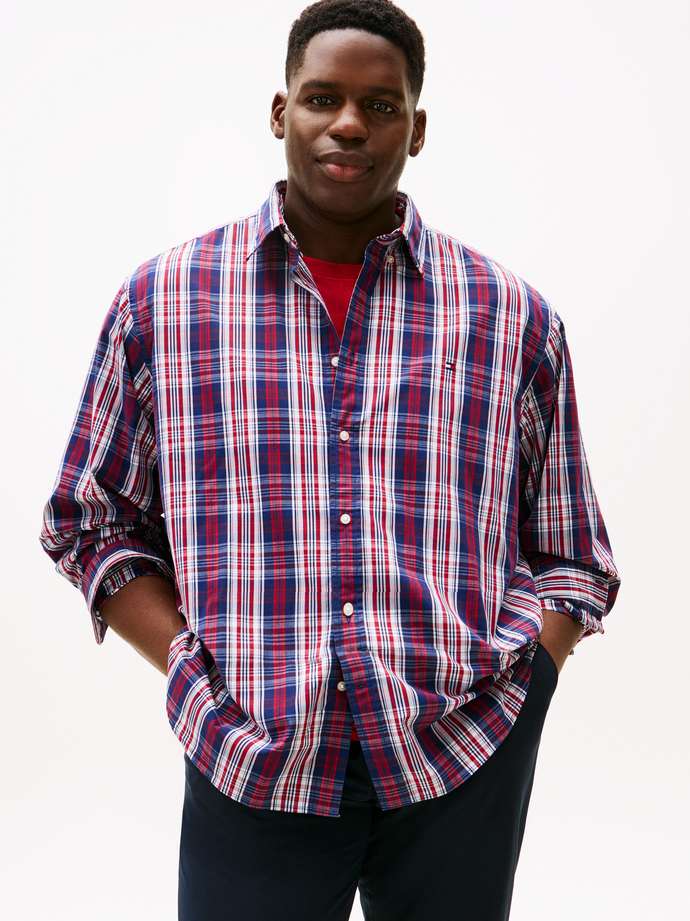 Tommy Hilfiger Big & Tall Langarmhemd BT - FLEX POP MEDIUM CHECK regular fit, Große Größen, kariert