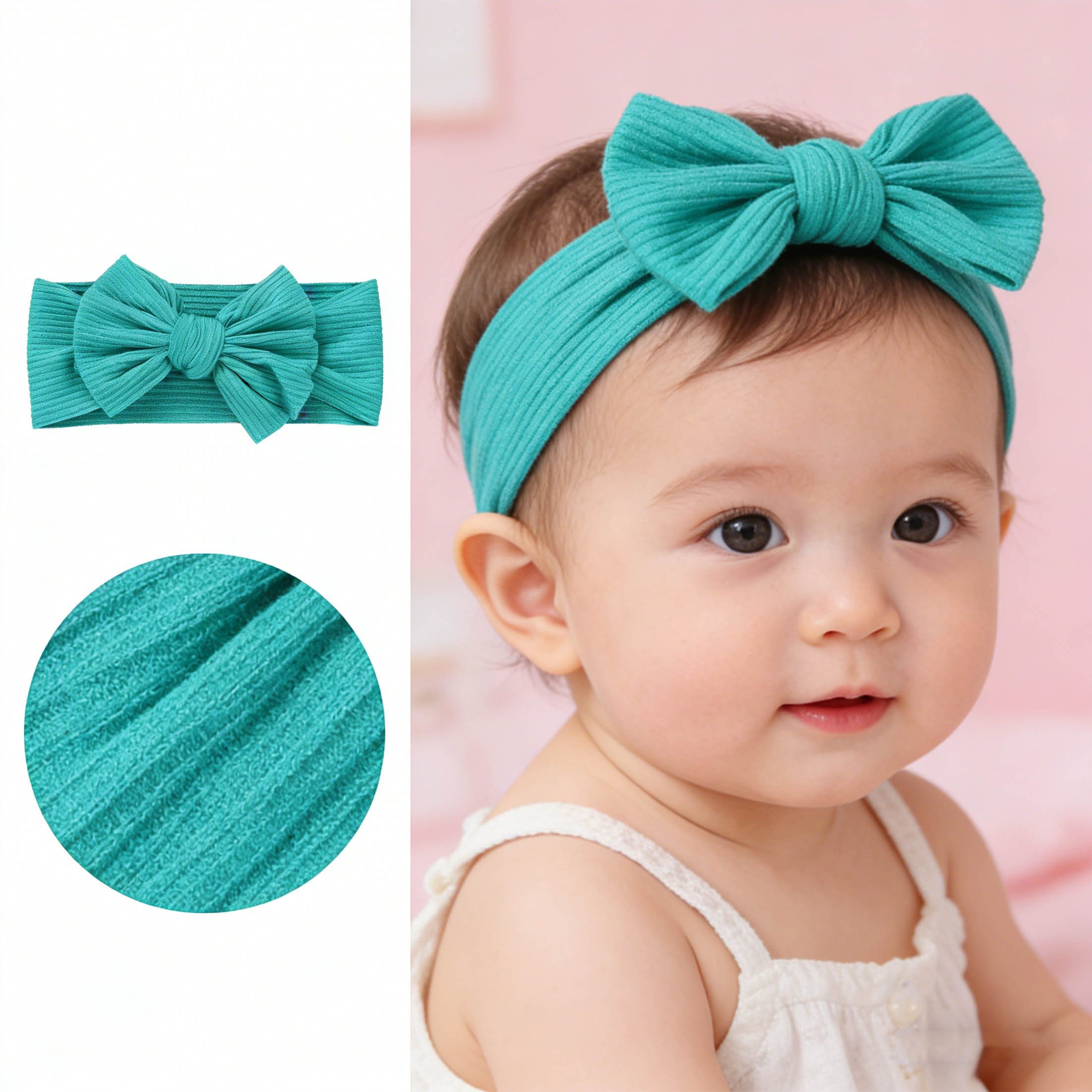 KINSI Diadem 5 Stück Baby-Stirnband mit Schleifenverzierung, breiter Rand, 17*8cm (5-tlg), Ideal als Baby-Geschenk für Feste, Geburtstage, Feiertage und Partys