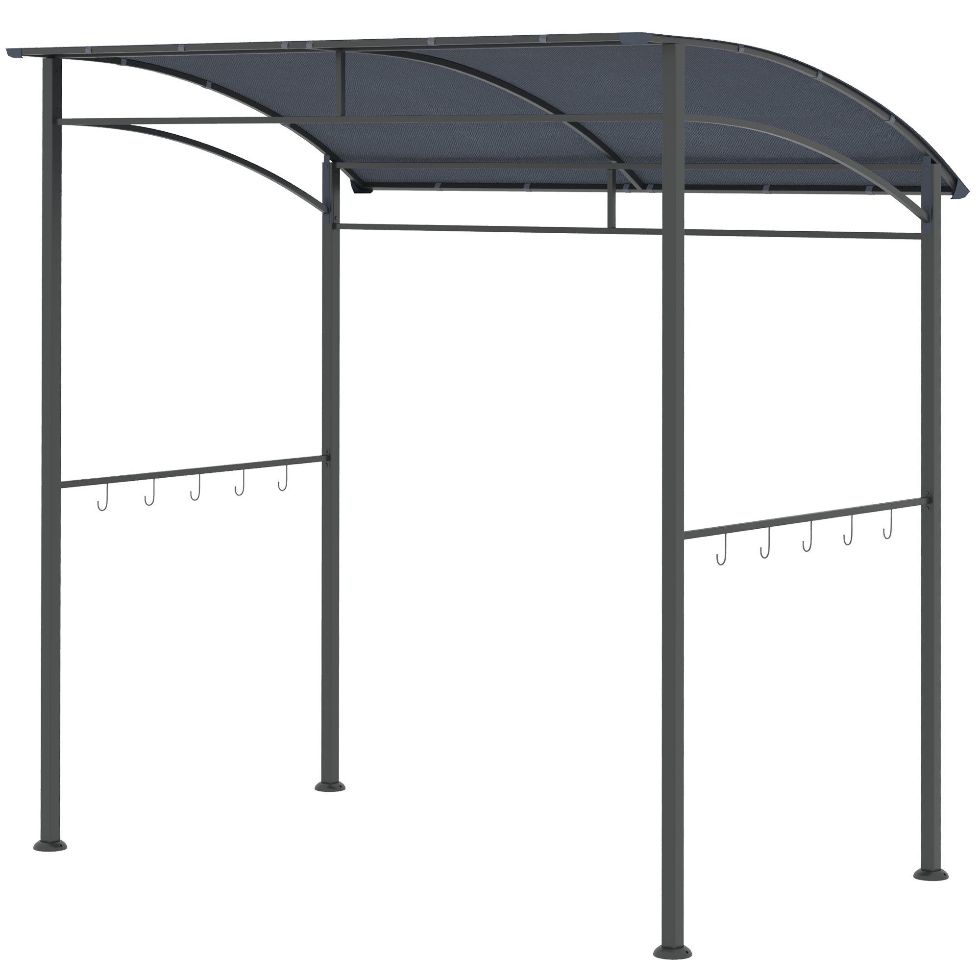 Outsunny Grillpavillon mit Haken für Utensilien, Stahlrahmen, mit 1 Seitenteilen, (Grillpavillon, Grillüberdachung), für Garten, Balkon, Grau