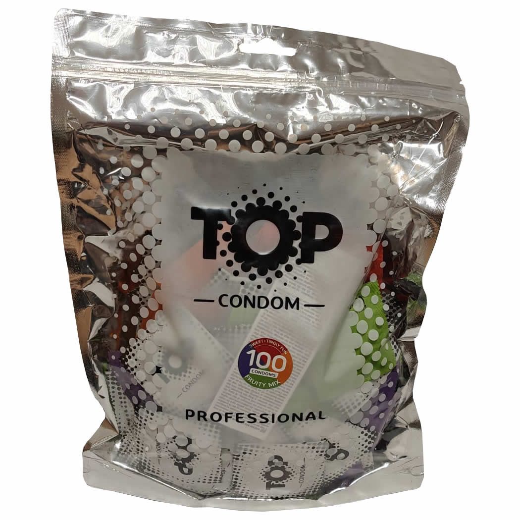 TOP Condoms Kondome Fruity Basket (Sweet and Tingly Fun) Beutel mit, 100 St., fruchtige Kondome, Kondome mit Farbe und Geschmack