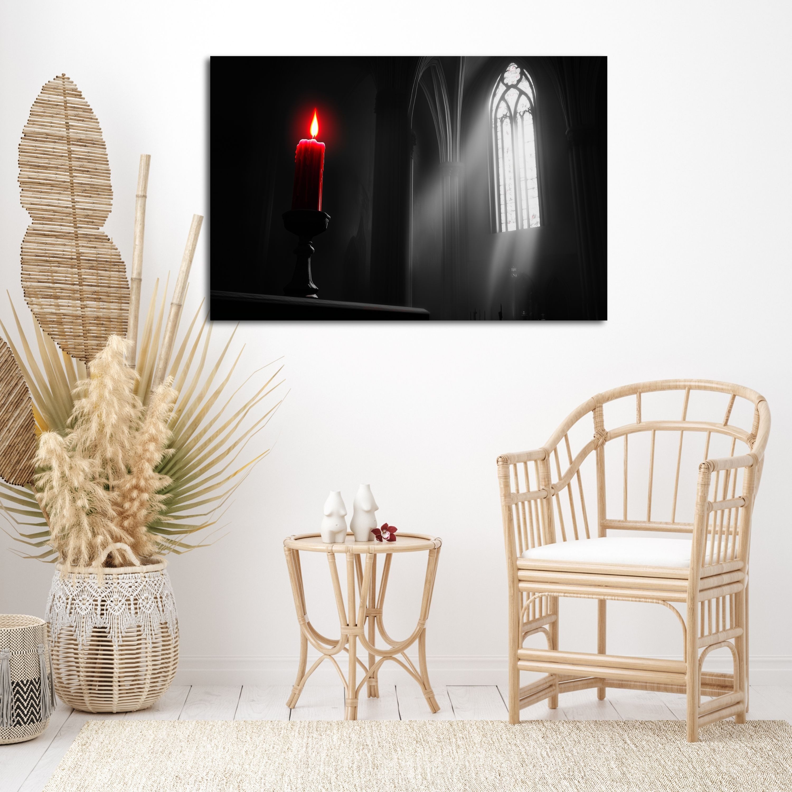DARO Design Leinwandbild Modern Abstrakt Wandbilder XXL Wandbild Wand Deko Leinwand Bilder, (Rote Kerze - Bild groß Wohnzimmer Schlafzimmer Küche Esszimmer Einteilig Querformat Fotodruck Leinwände Wanddeko Abstrakte Kunst Boho), 30x20cm