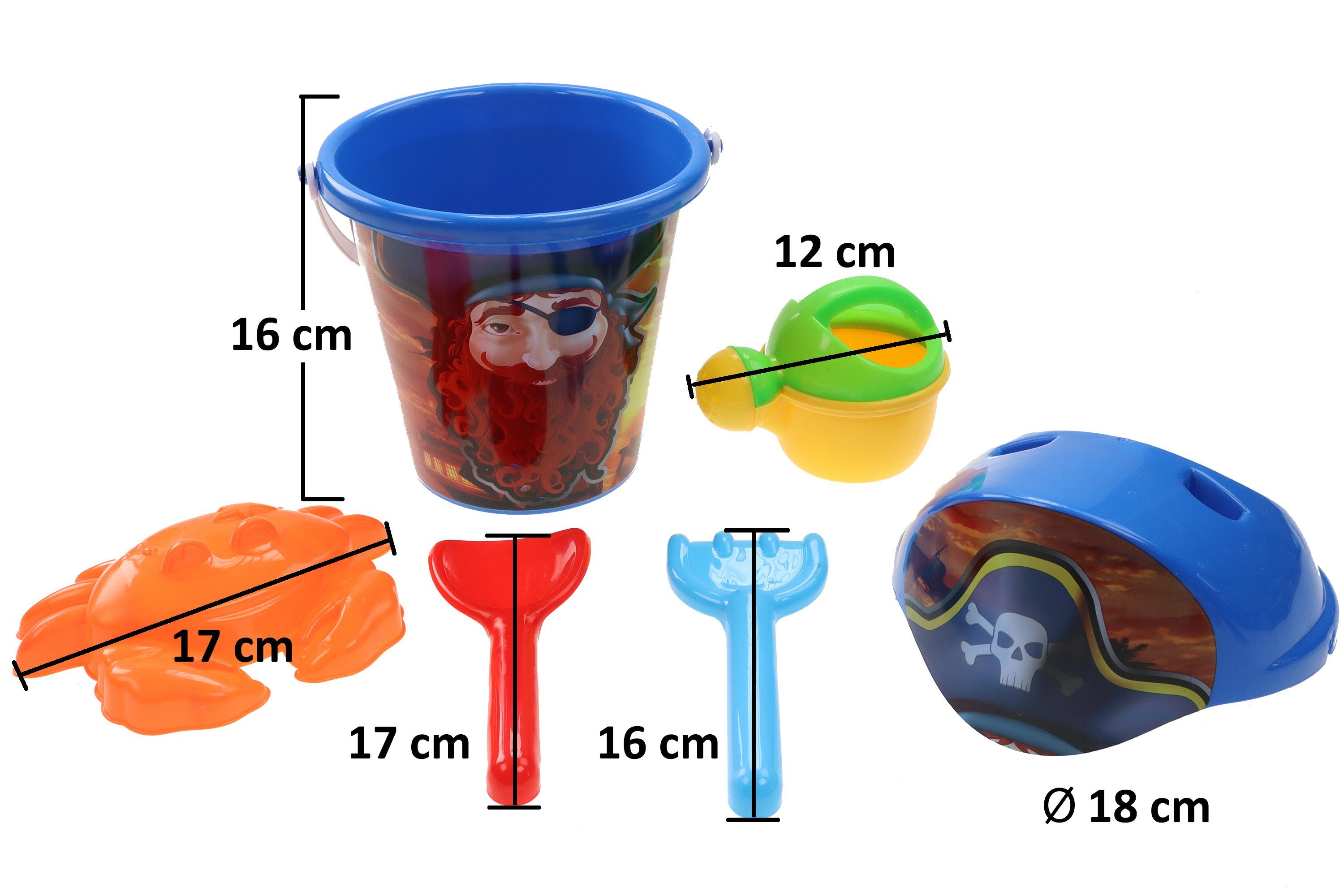 LG-Imports strandspielzeug Piraten mit Eimer 6-teilig mehrfarbig 18 cm 