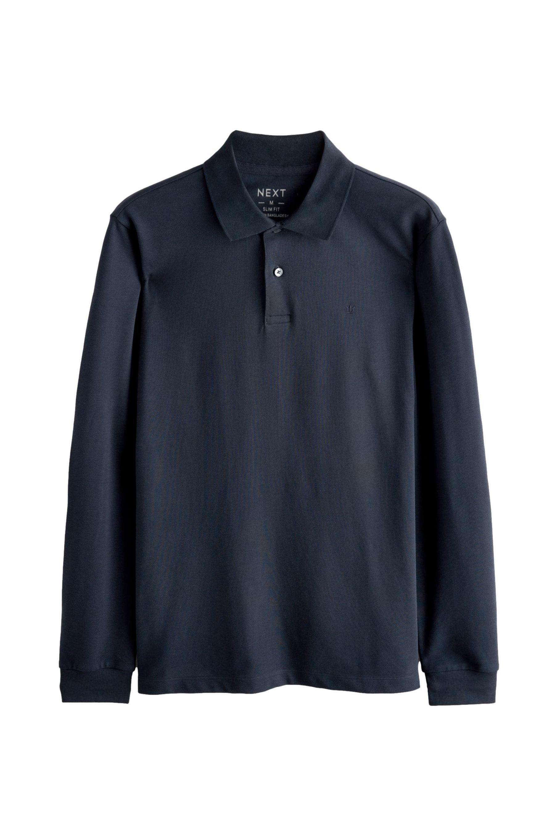 Langarm-Poloshirt Slim Fit Pikee-Poloshirt mit langen Ärmeln