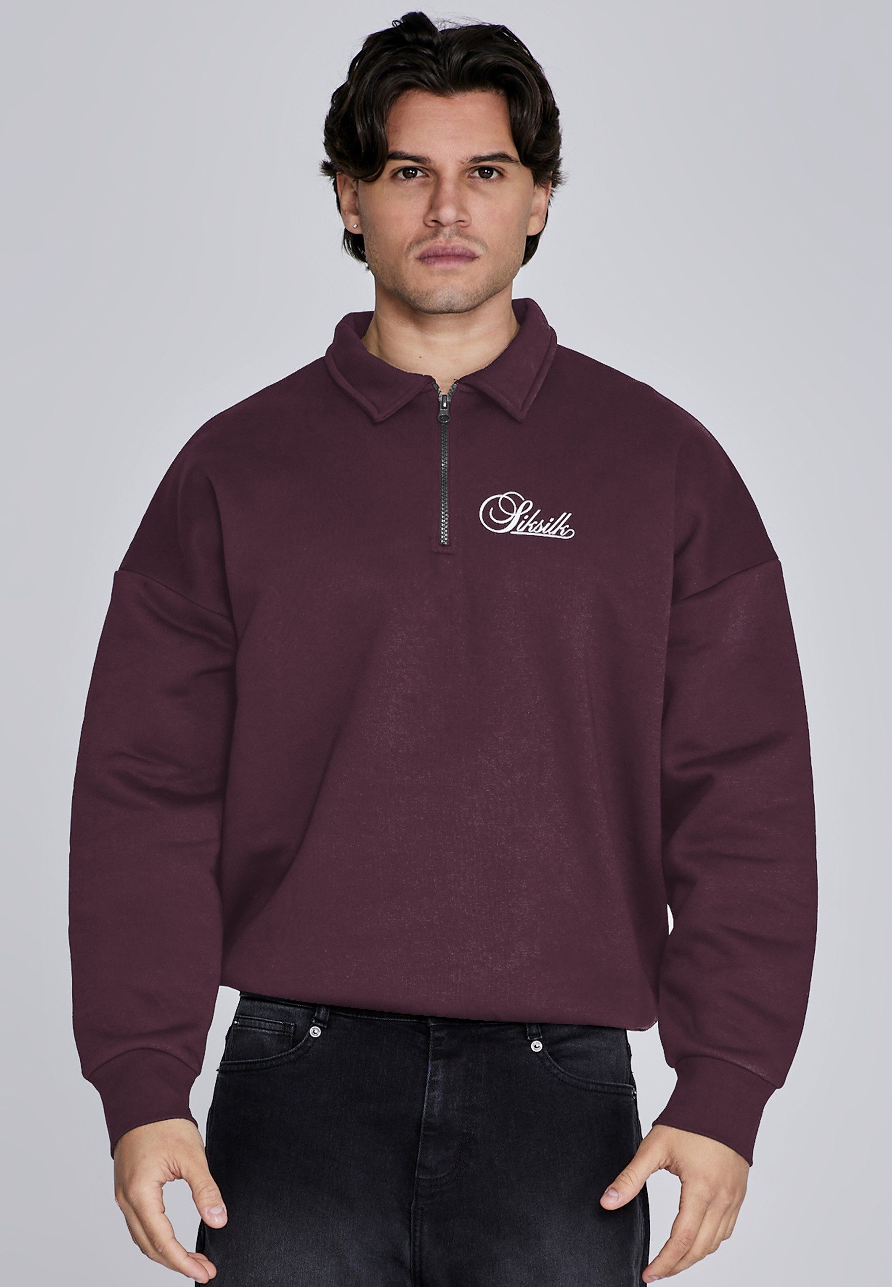 Poloshirt SikSilk Herren Burgunderrot Essentials Polo Sweater