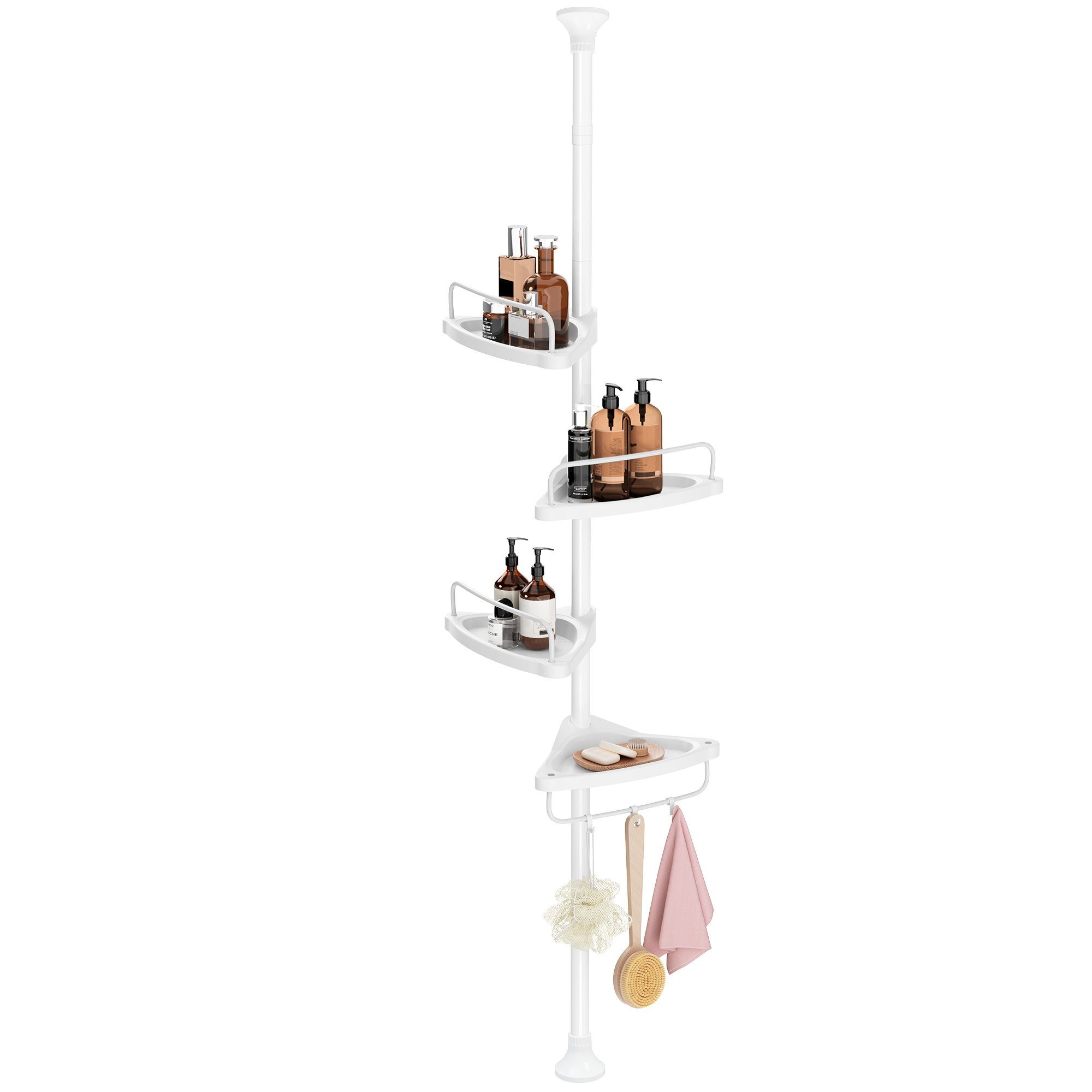 SONGMICS Duschablage Duschregal, Eckregal Bad, mit 4 Ablagen, Badregal, 85-305 cm, höhenverstellbar