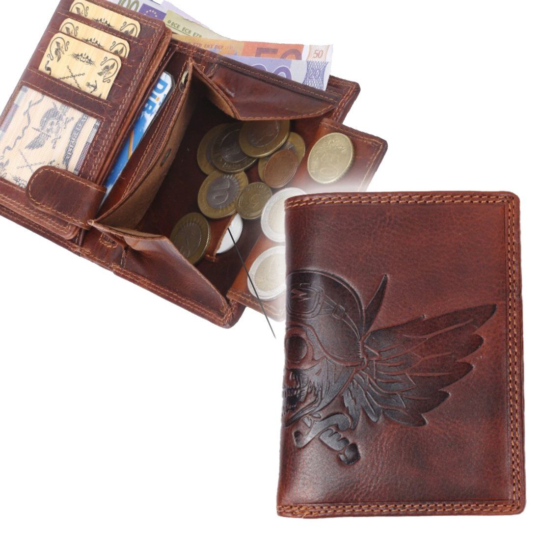 Kleingeldfach RFID Portemonnaie, Börse Herren SHG Geldbörse Leder Schutz Brieftasche