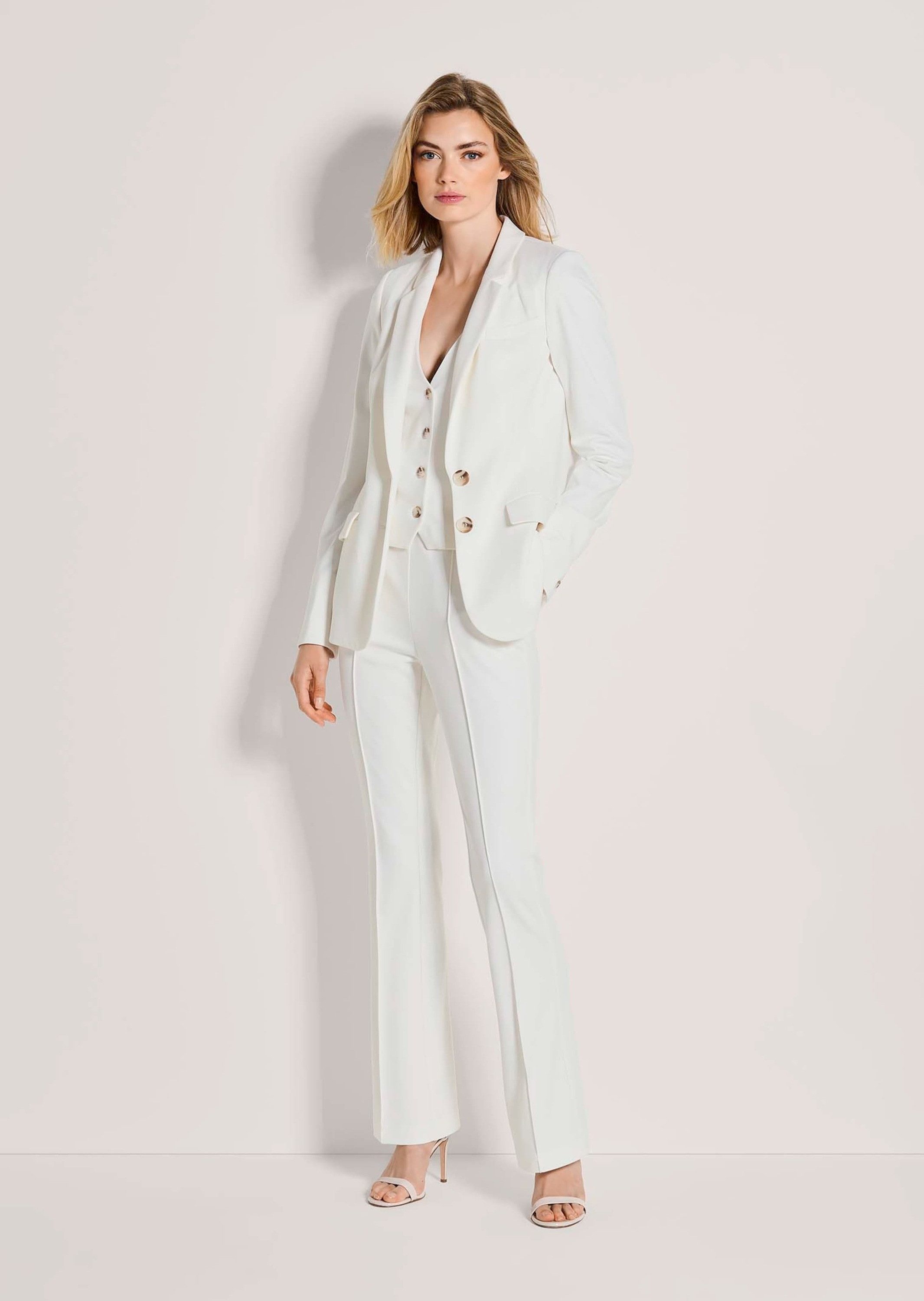 MADELEINE Kurzblazer Floraler Jersey-Blazer in langer Form Florales Design, Reverskragen und Knopfverschluss