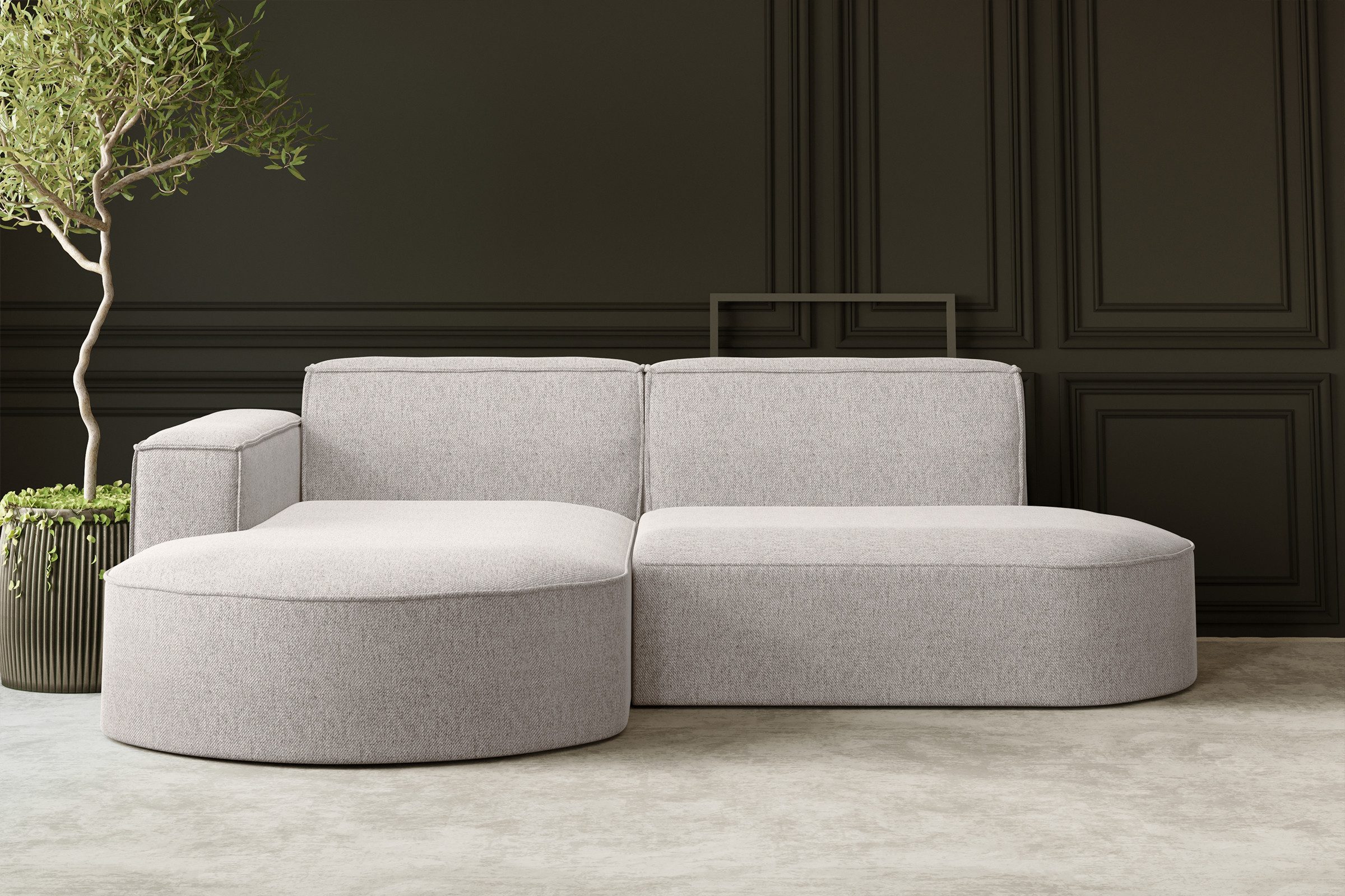 Kaiser Möbel Ecksofa Designer MODENA STUDIO L stoff Verita, Ecksofa, Cord Sofa, L-Form, Links/Rechts wählbar