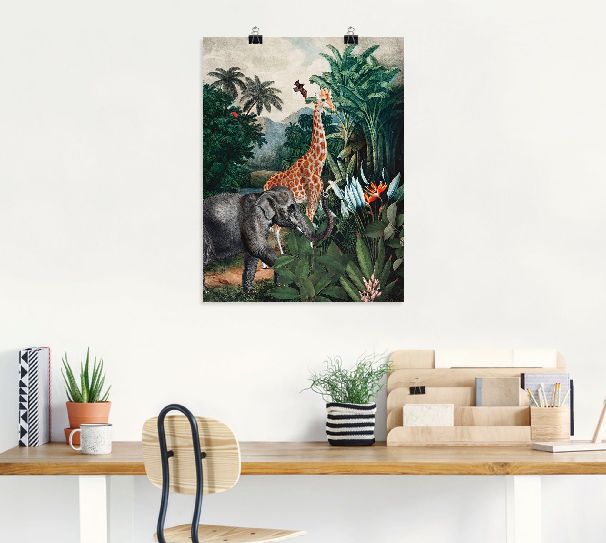Poster Artland Größen Alubild, oder Dschungel, Wandaufkleber Wildtiere Afrikanischer Wandbild versch. als in Leinwandbild, (1 St),