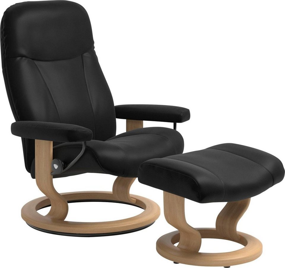 Stressless® Relaxsessel Garda (Set, Relaxsessel mit Hocker), mit Hocker, mit  Classic Base, Größe M, Gestell Eichefarben