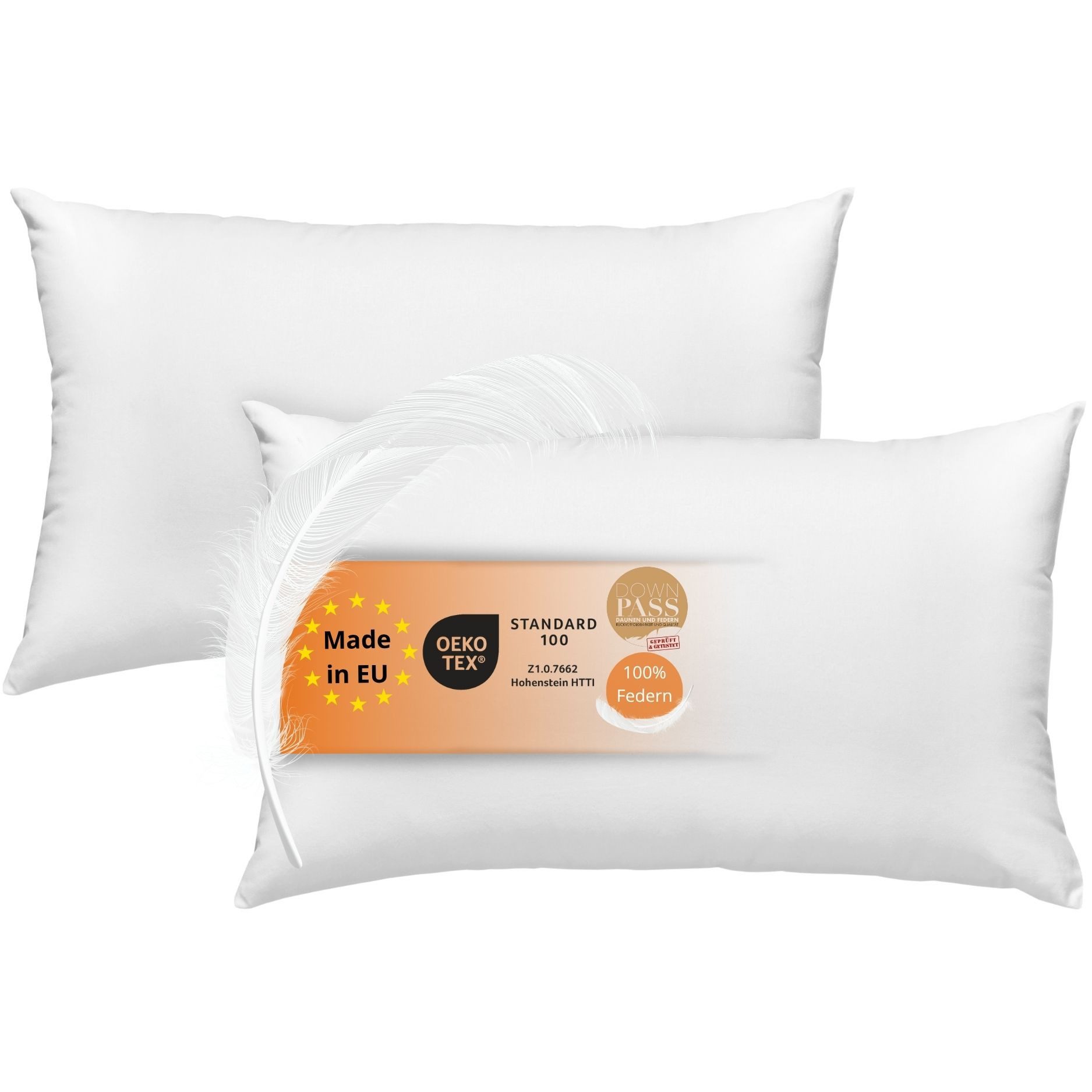 sleepling Federkissen Inlet Sofakissen, Füllung: 100% Federn, Bezug: Baumwolle, Seitenschläfer, Rückenschläfer, Bauchschläfer, Füllkissen, Zierkissen, atmungsaktiv, Baumwolle, mit Feder gefüllt