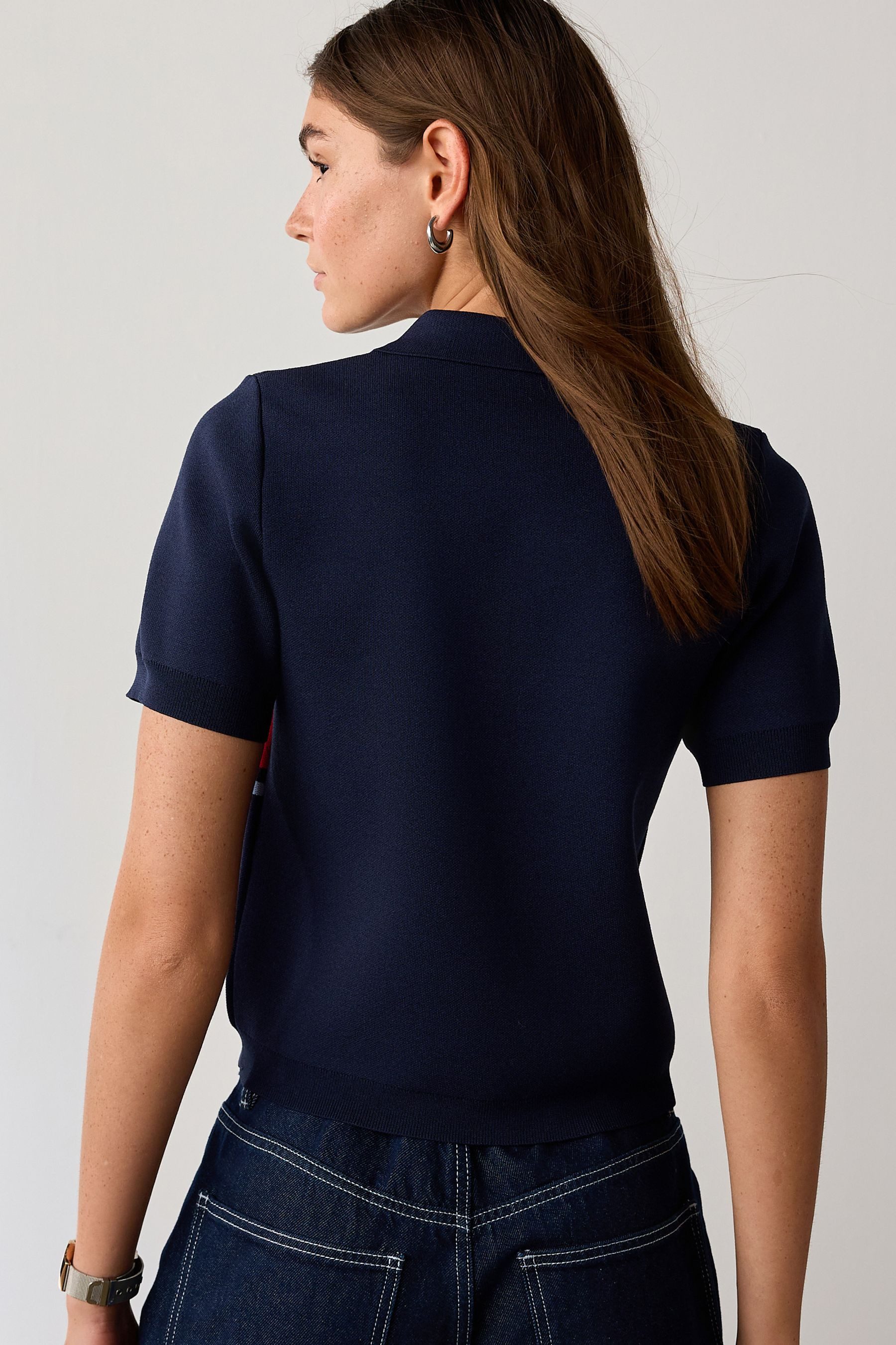 Next Troyer Strick-Poloshirt mit RV-Kragen (1-tlg)