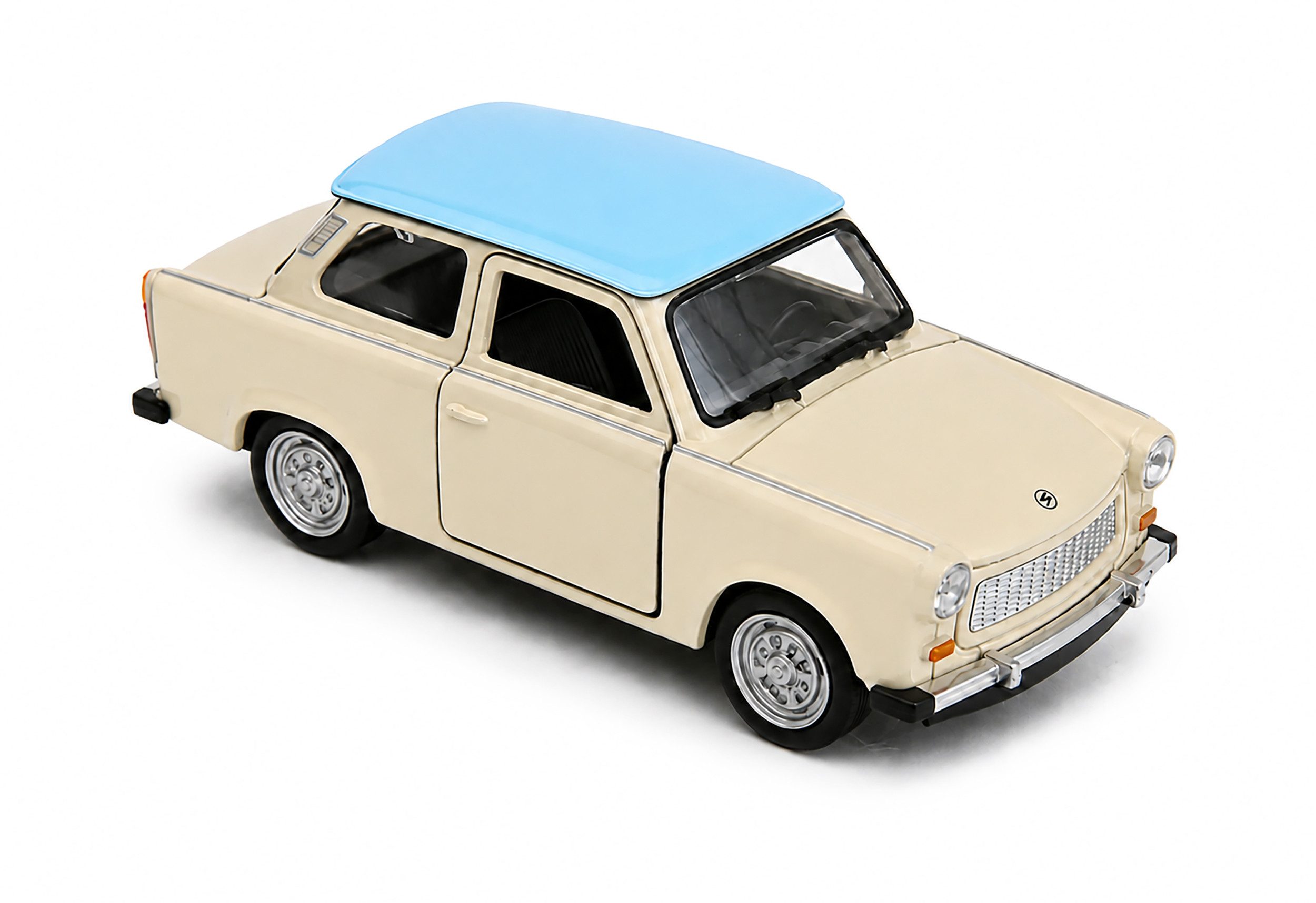 Welly Modellauto TRABANT 601 Modellauto 11,5cm Trabi Modell Auto 14 (Creme-Blau), Spielzeugauto Welly Metall Kinder Spielzeug Geschenk