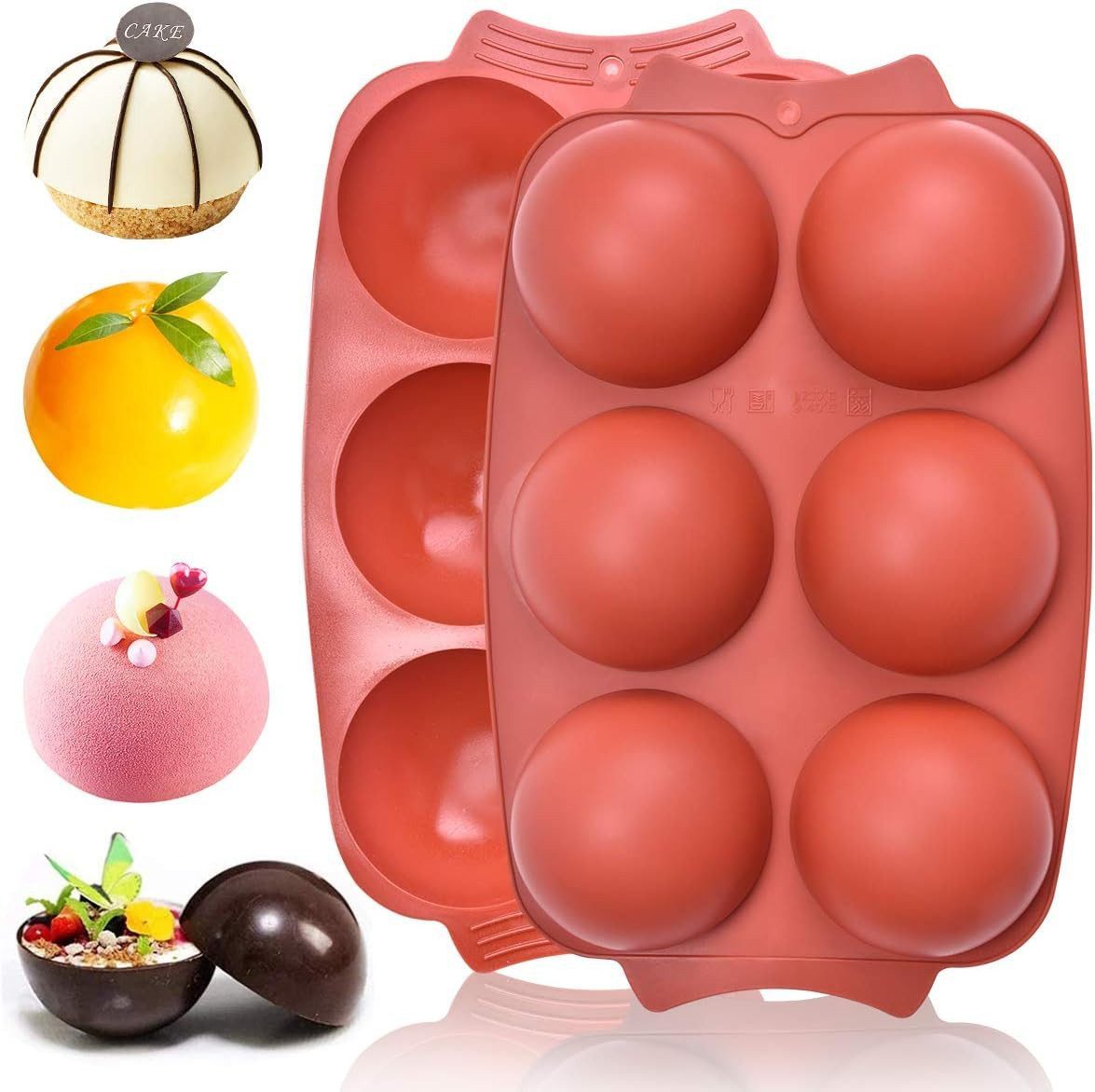 FELIXLEO Schokoladenform 2 Stück Silikon Halbkugel Schokoladenform 6 Hohlräume Kuchen, (2-tlg)