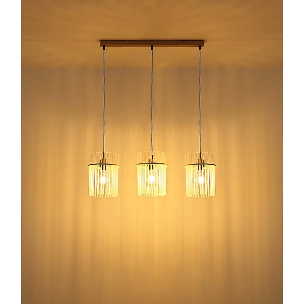 GLOBO LIGHTING Hängeleuchte, Leuchtmittel nicht inklusive, Hängelampe Pendelleuchte Esstischlampe beige Glasstäbe