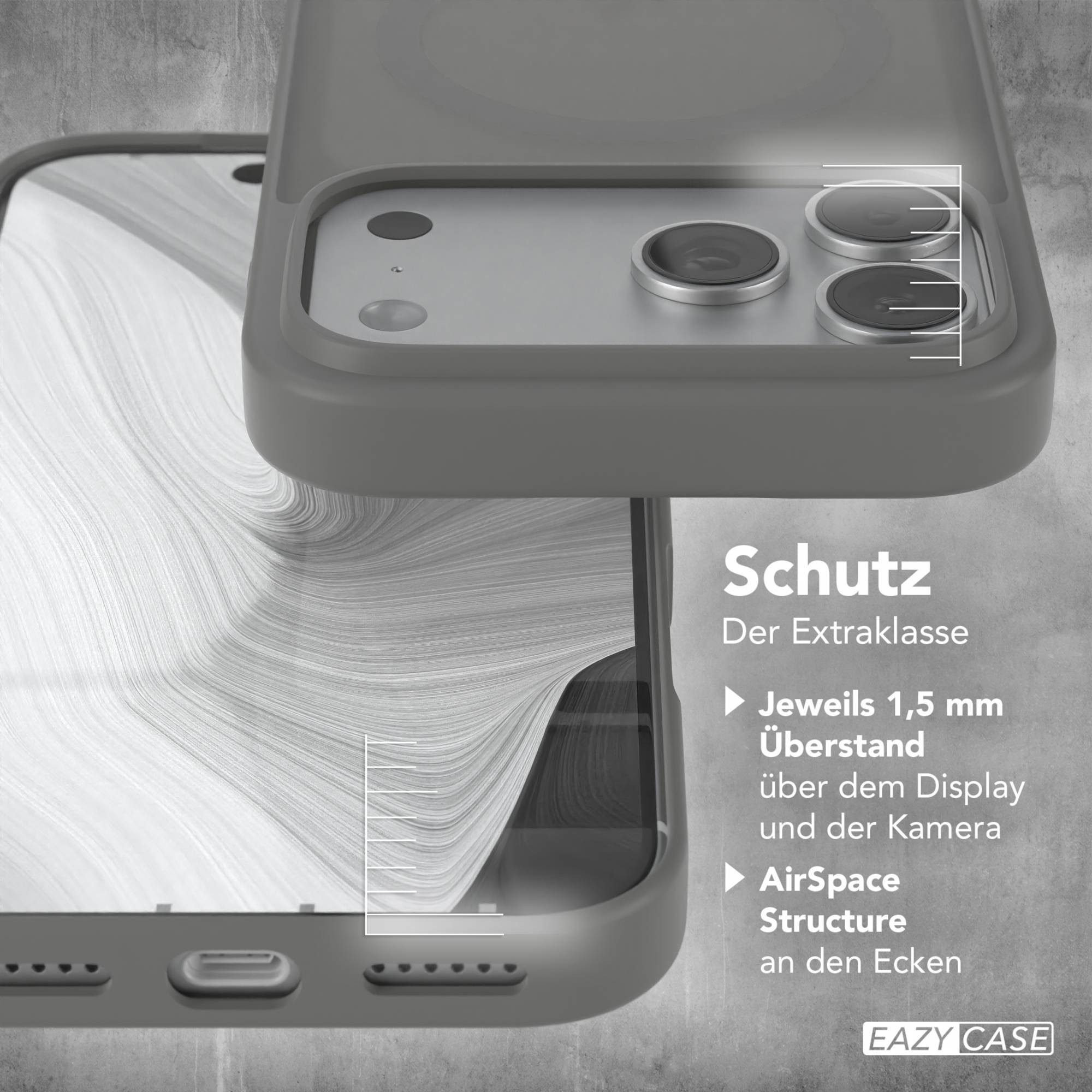 EAZY CASE Handyhülle Outdoor Case MagSafe für Apple iPhone 17 Pro Max 6,9 Zoll, Handyhülle stoßfest Silikon Etui Bumper Case mit Kameraschutz Grau – Bild 4 von 5