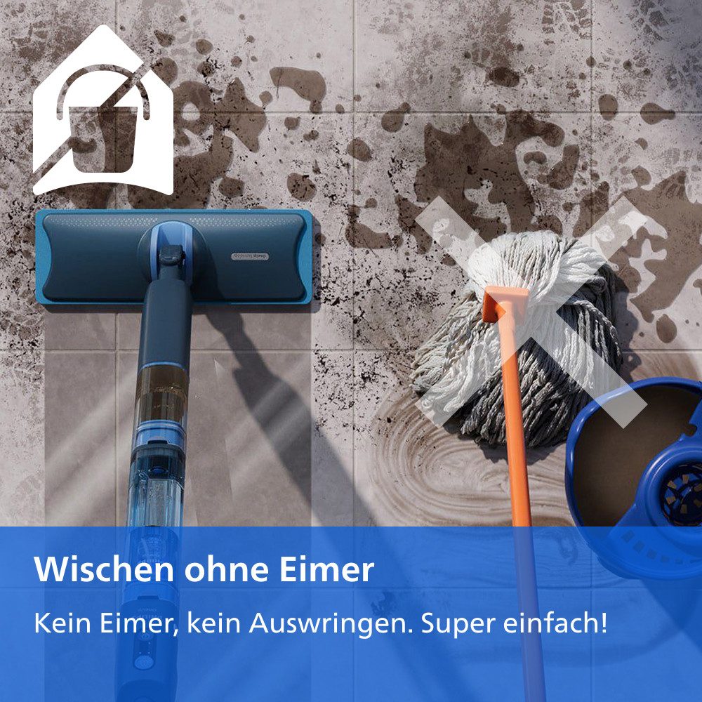 Philips Akku-Wischmopp OneUp elektrischer Wischer 5000 Series XV5113/01, 7,2 W, beutellos, 70 min Akku-Laufzeit, inkl. 1 Pad und 40 ml Reiniger – Bild 4 von 5