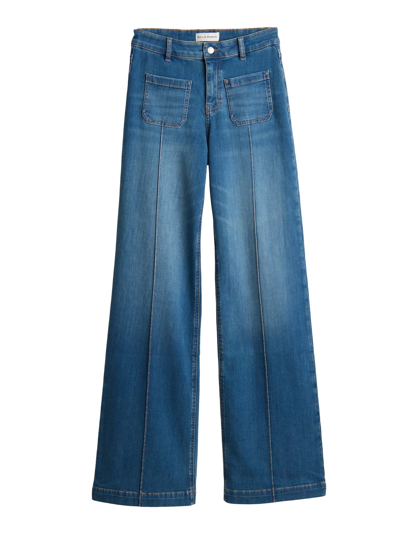 OPUS PANTS Palazzohose MELLY GROOVE aus Dry Indigo® Mid Rise Palazzo Fit, Long, leichte Used-Effekte