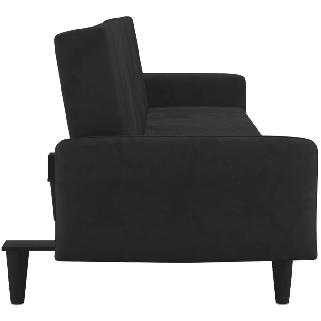 Schlafcouch Schlaffunktion vidaXL Schlafsofa 2-Sitzer Schwarz Sofa Samt