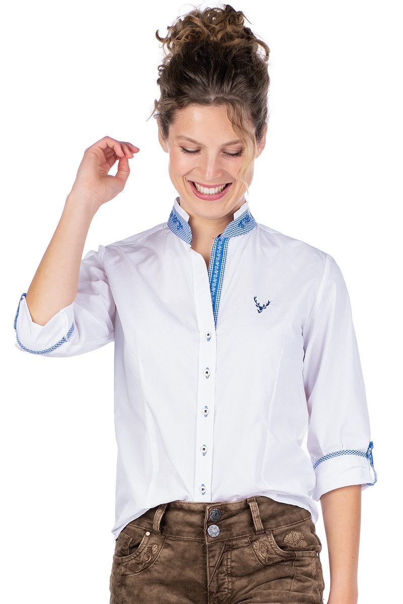 Orbis Textil GmbH & Co. KG Trachtenbluse Trachtenbluse - CECILIE - weiß/blau