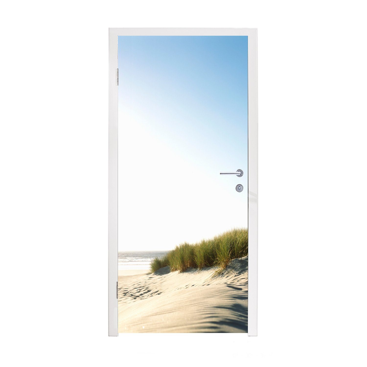 MuchoWow Türtapete Ein klarer blauer Himmel über den Dünen, Matt, bedruckt, (1 St), Fototapete für Tür, Türaufkleber, 75x205 cm