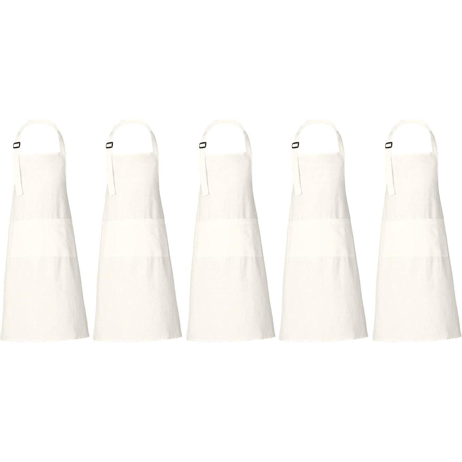 LuxusKollektion Kochschürze Baumwollschürze Kochschürze 3 Taschen Herren Damen 5 Marshmallow Weiß