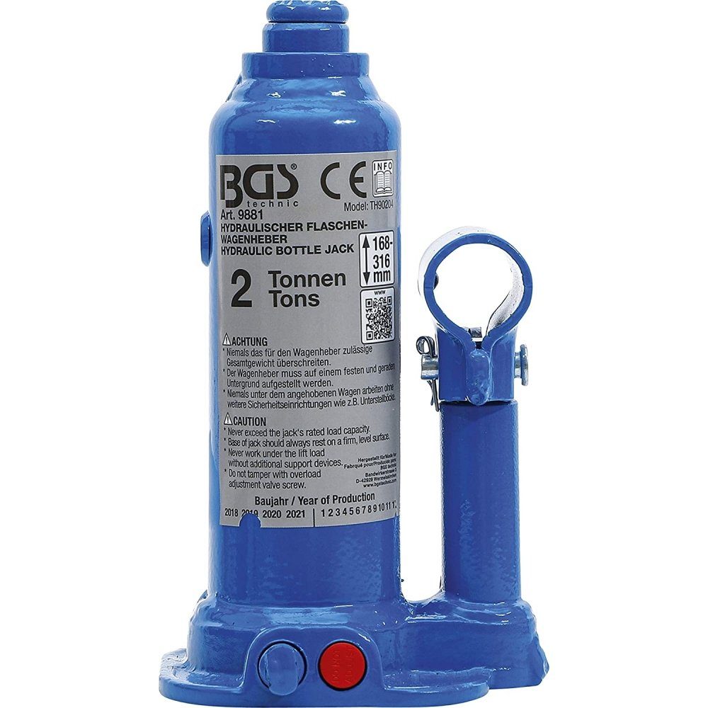 t BGS 9881 technic 2 Flaschen-Wagenheber Hydraulikheber technic - - Hydraulischer BGS blau