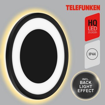 Telefunken LED Außen-Wandleuchte 315805TF, LED fest verbaut, Neutralweiß, Wand Außenleuchte IP44 4000K 15W Backlight Ø 28cm