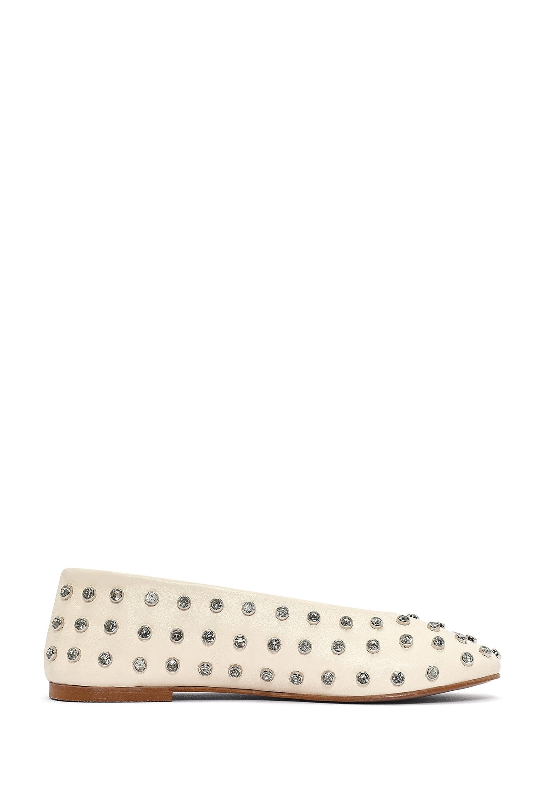 Derimod Ballerinas aus Leder mit Strass-Details Ballerina Echtes Leder, Nietenverzierung, Textilfutter, TPU-Sohle, Schlupfdesign