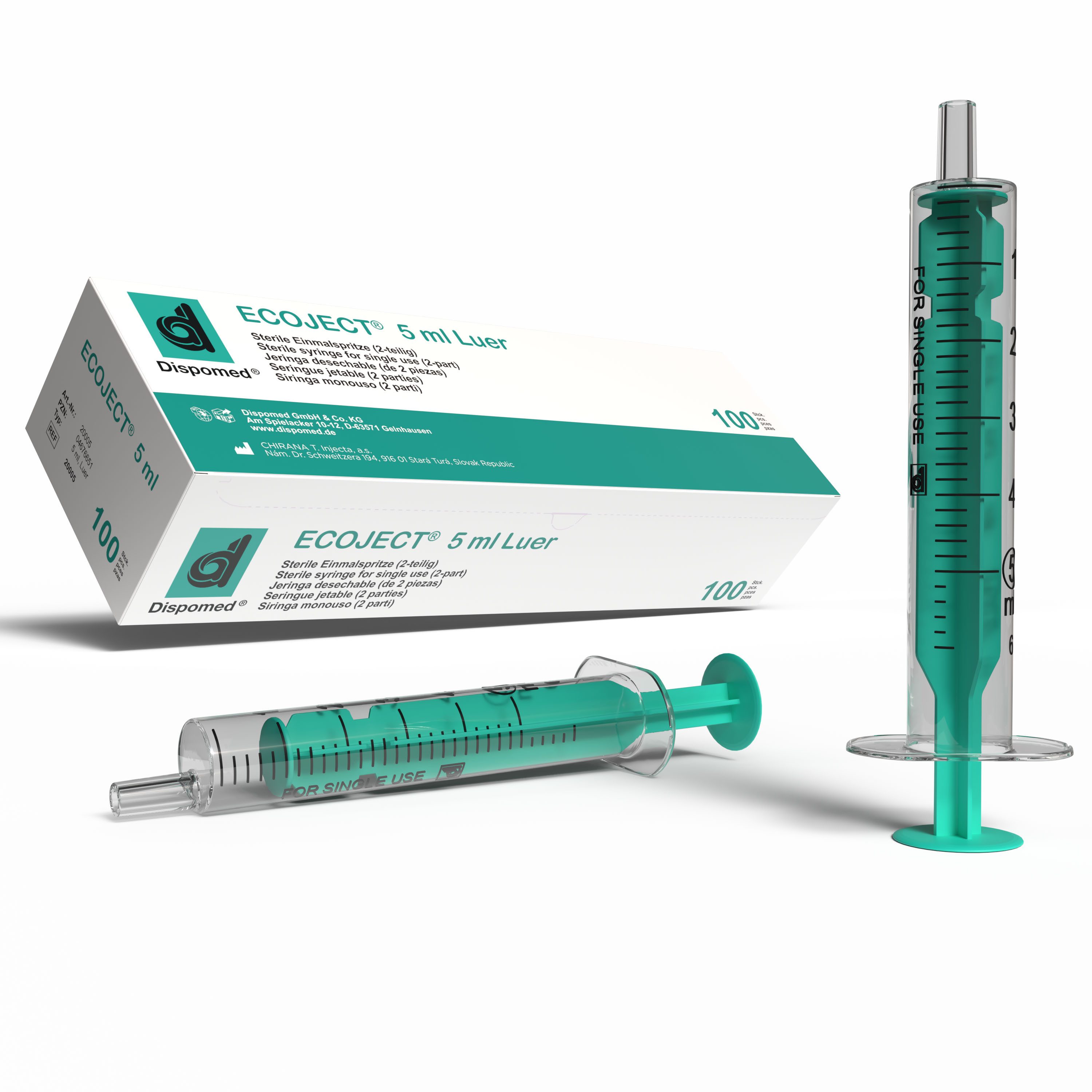 Dispomed Einwegspritze ECOJECT 2-tlg Einmal-Spritzen 80 bis 100Stk -Größe wählbar-, (Großpackung, 100-St., sterile Einwegspritzen), für medizinische und nicht-medizinische Verwendung