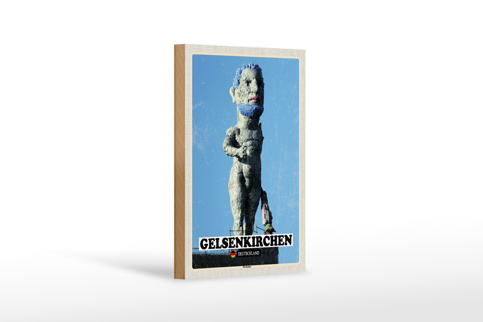 Holzbild Städte Gelsenkirchen Herkules Skulptur 12x18 cm