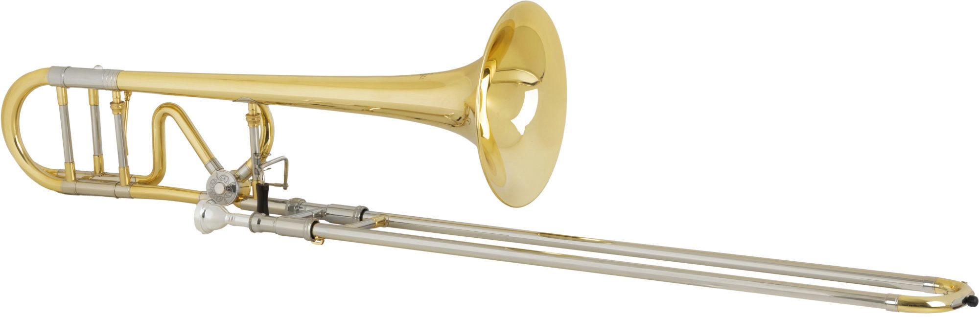 Lechgold Posaune QP-25L Quartposaune Messing - mit auswechselbarem Schallstück Bb/F, inkl. Leichtkoffer, Mundstück und 3 Mundrohre, Handgehämmertes Schallstück aus Messing