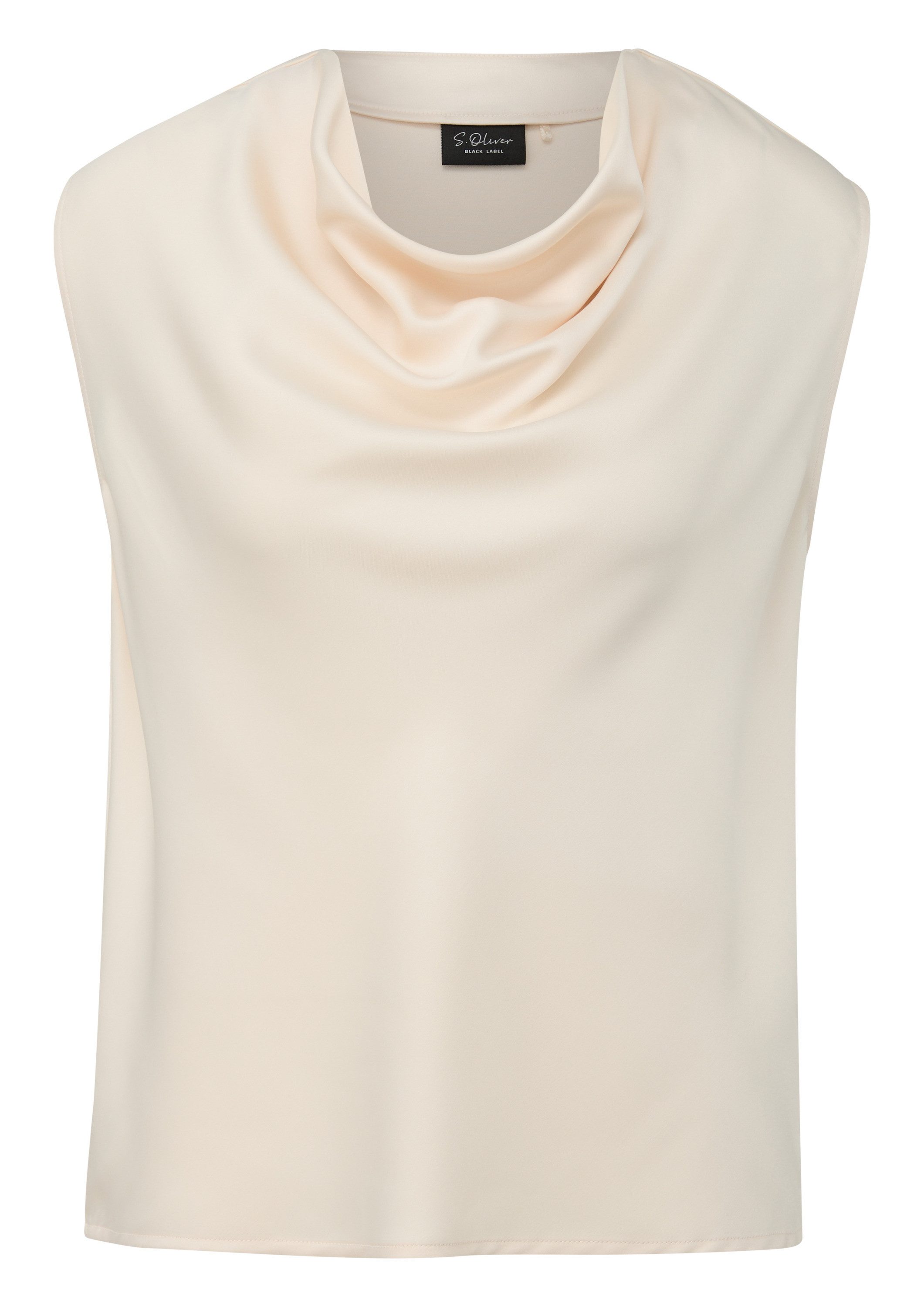 s.Oliver Blusentop Bluse Satin-Top mit Wasserfall-Ausschnitt