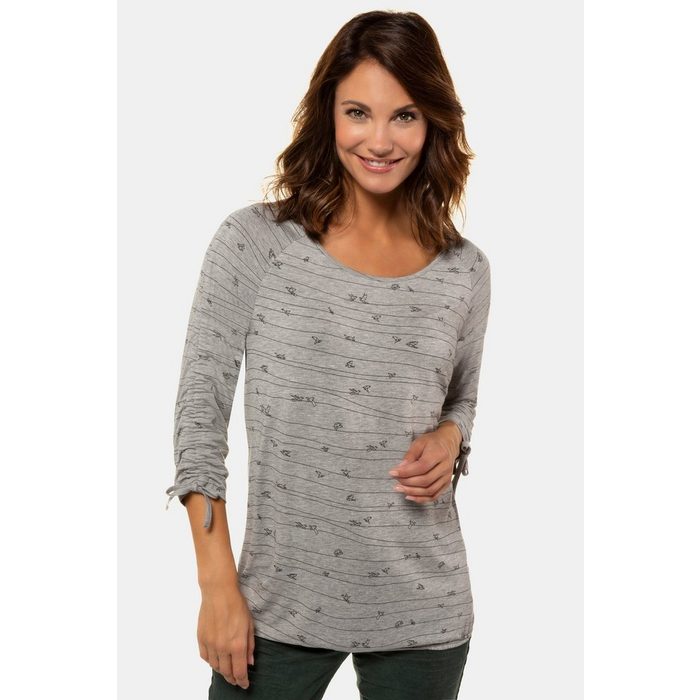 Gina Laura T-Shirt bis XXL Shirt mit Vogel-Muster Legere Raglanform