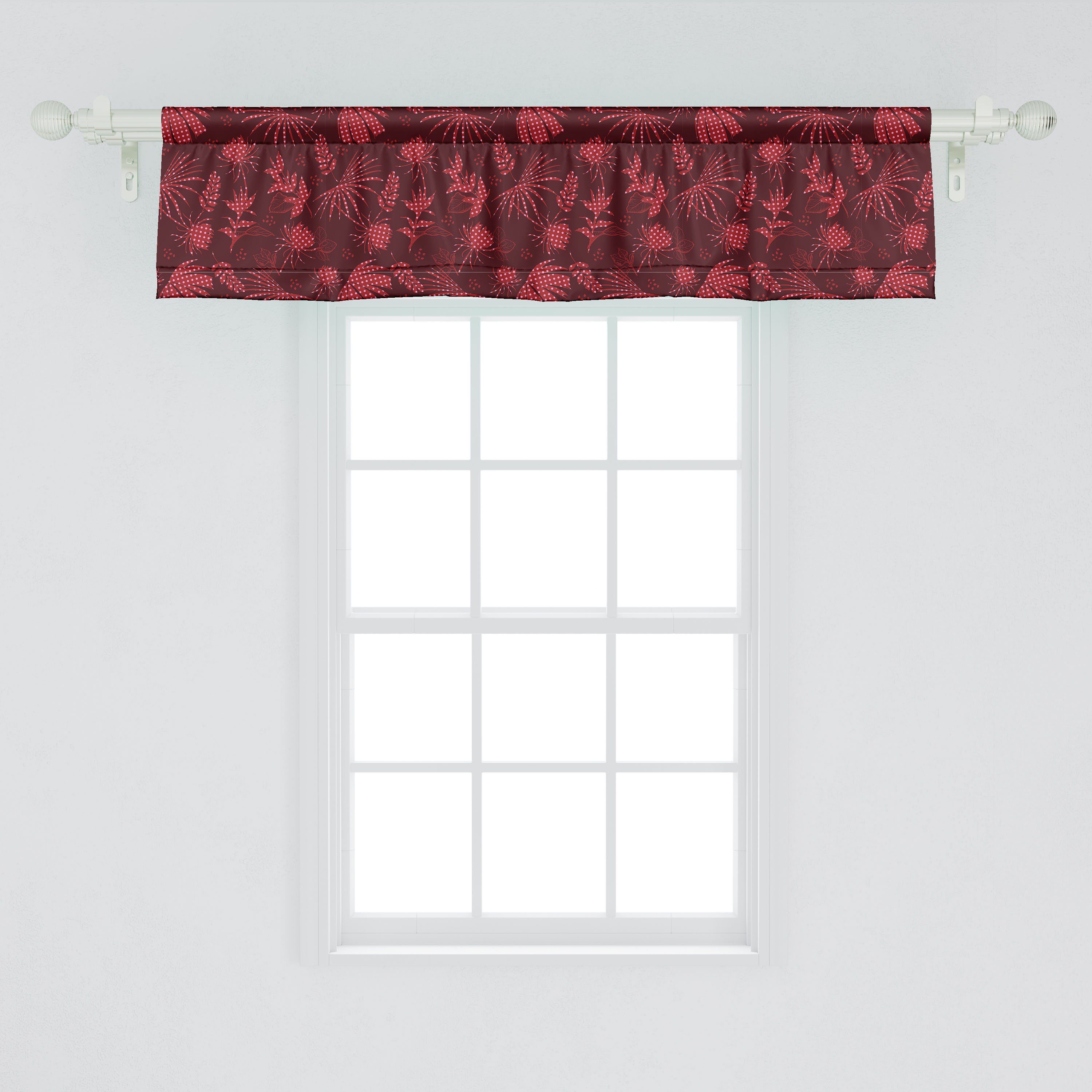 Volant Vorhang für Stangentasche, Warm Scheibengardine mit Blumen Abakuhaus, Abstrakt Dekor Polka Microfaser, punktierte Küche Schlafzimmer